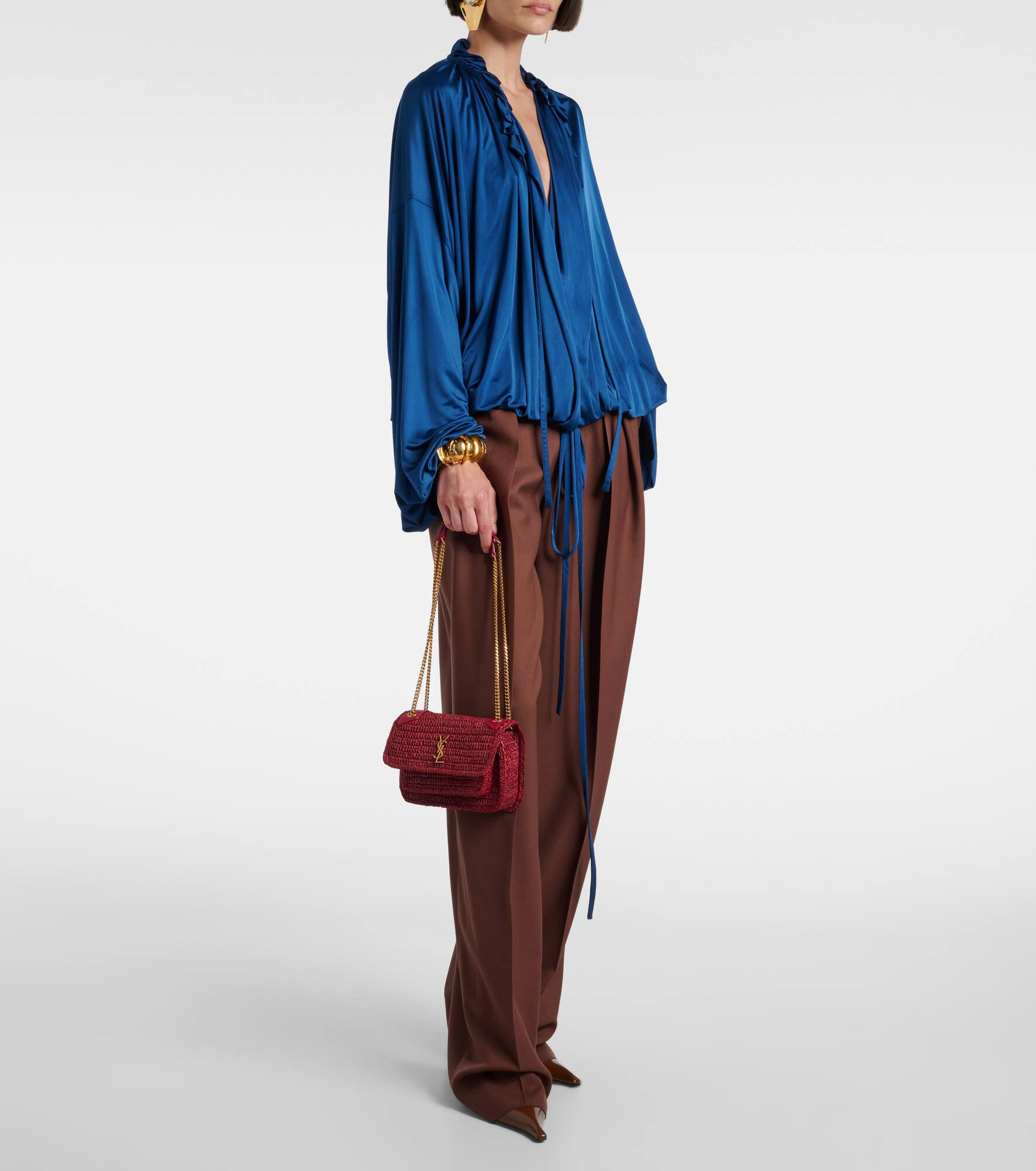 Niki Small raffia-effect shoulder bag - 5