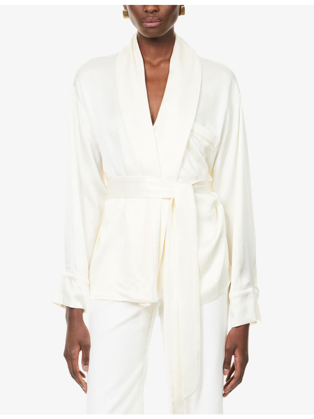Wrap Belted Woven Blouse - 3