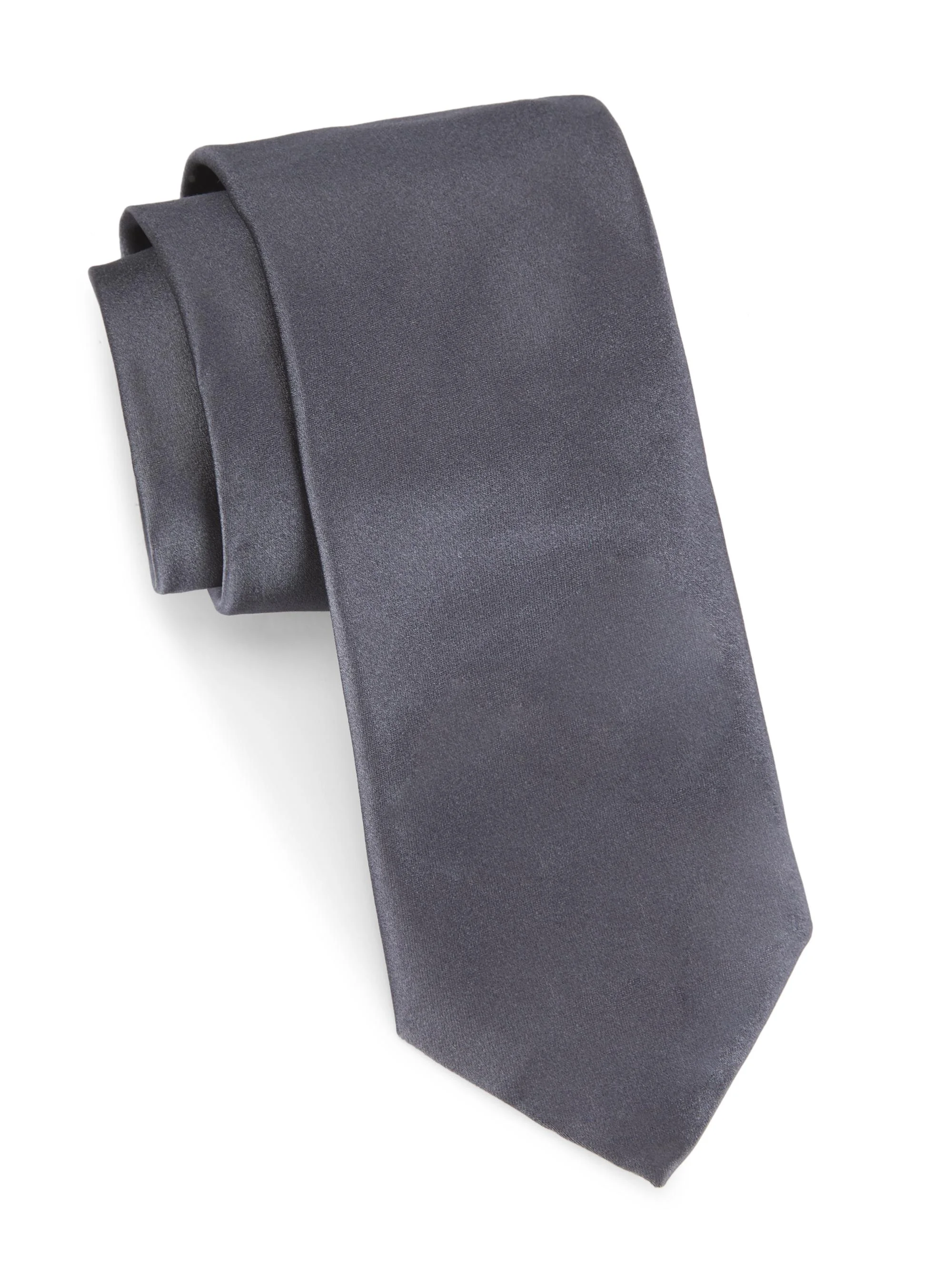 Men's Solid Silk Necktie - Grey - 1
