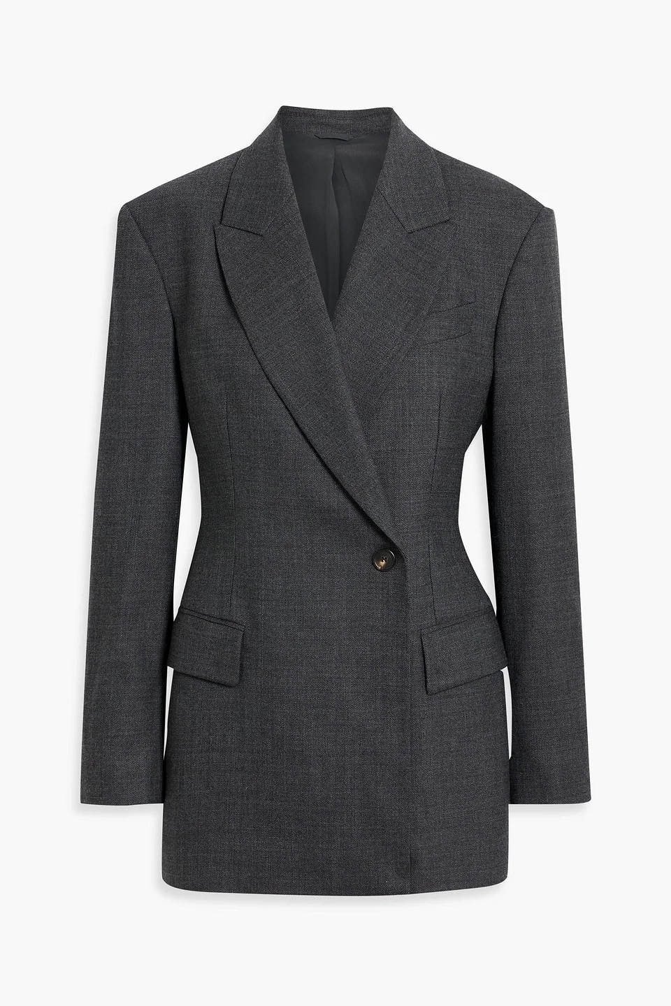 Double-breasted wool-blend blazer - 1