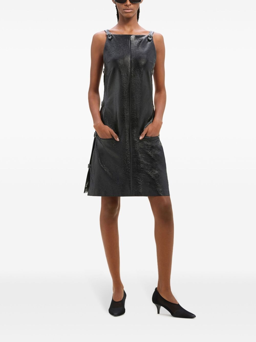 multi-strap vinyl dress - 2