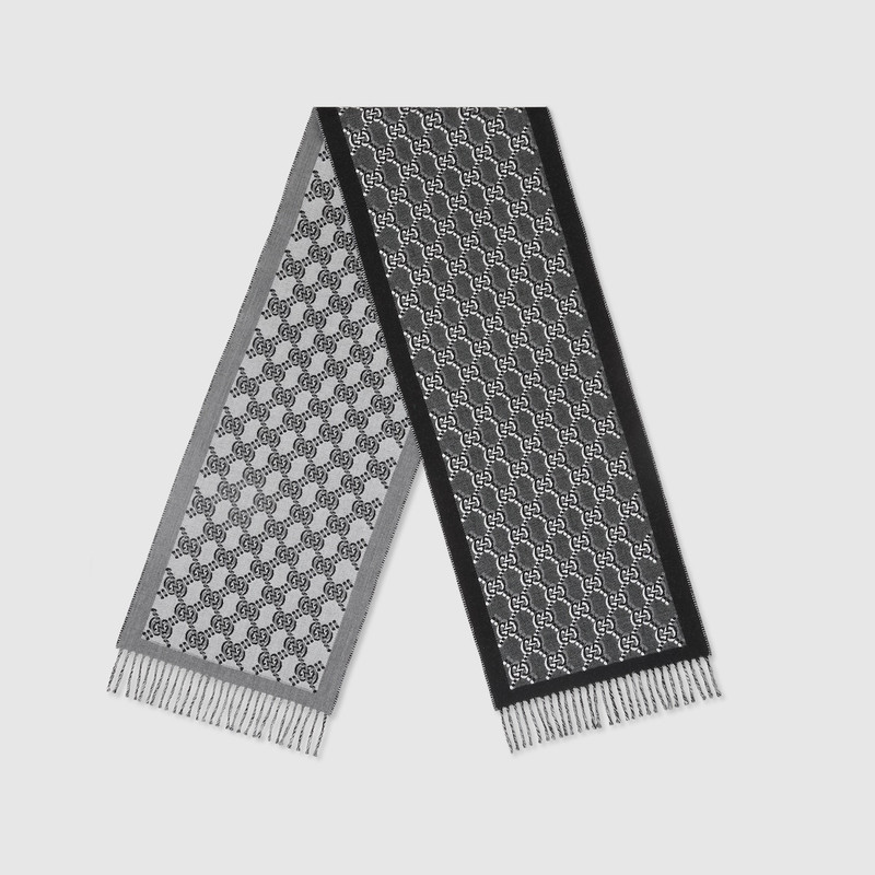 GUCCI Wool jacquard scarf with GG Shadow outlook