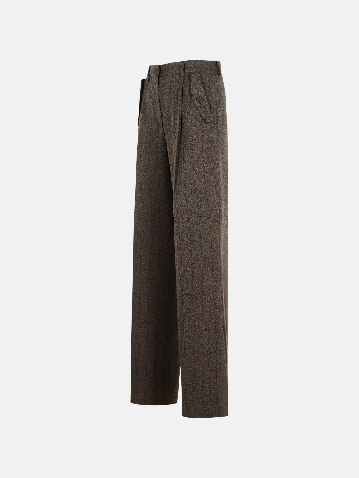 PINSTRIPE PANTS IN BROWN VIRGIN WOOL - 2