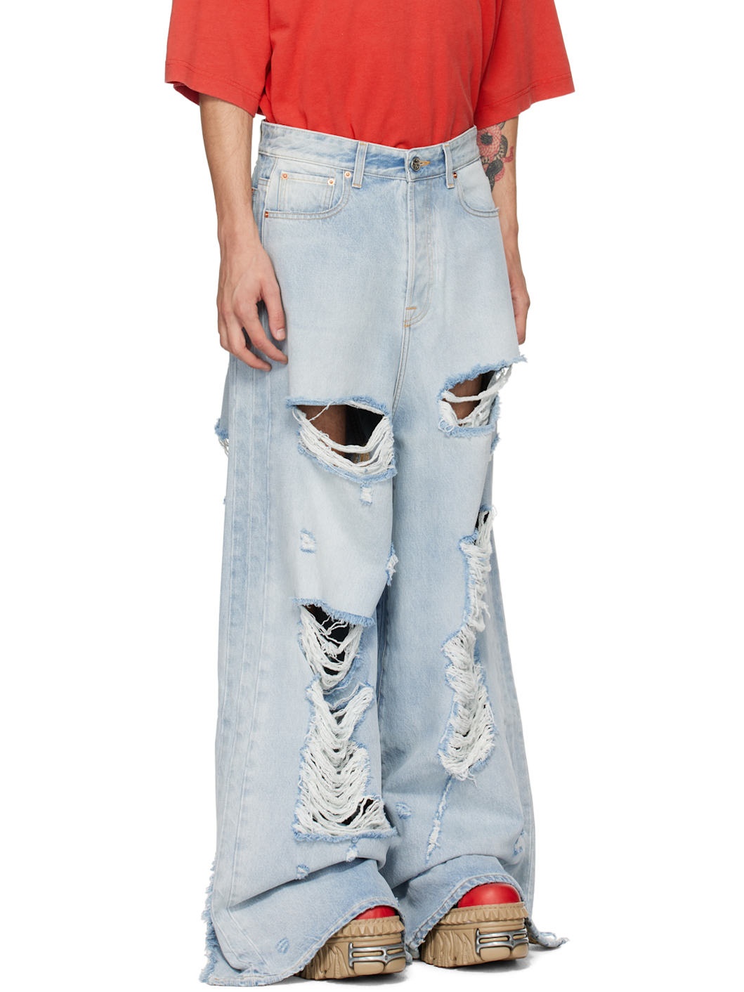 Blue Ripped Big Shape Jeans - 2