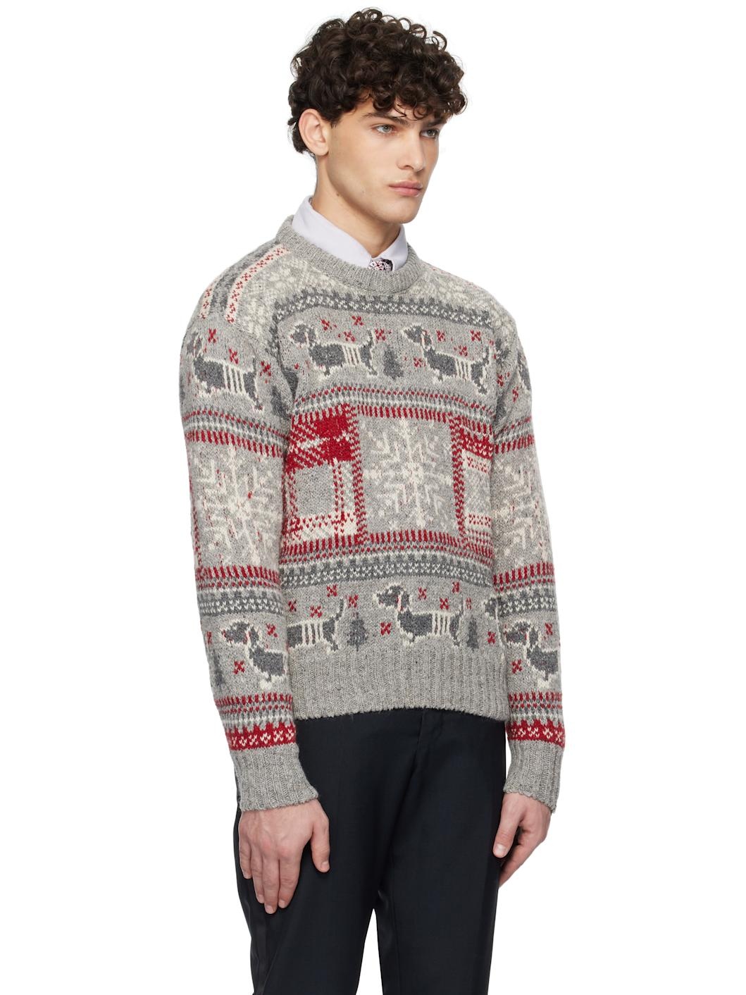 Gray & Red Holiday Hector Mohair Crew Neck Sweater - 2