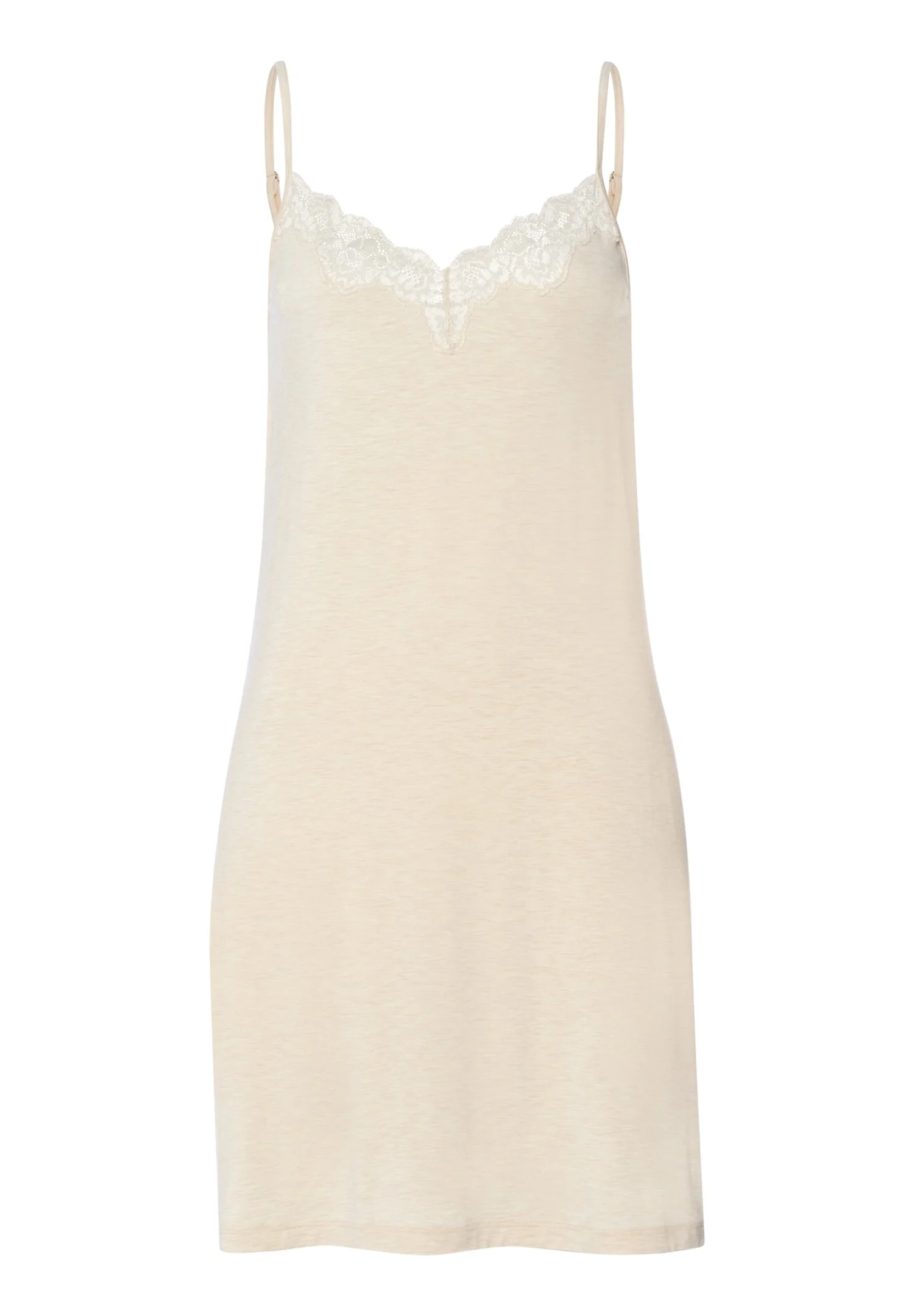 Natural Elegance Lace Trim V-Neck Chemise - 1