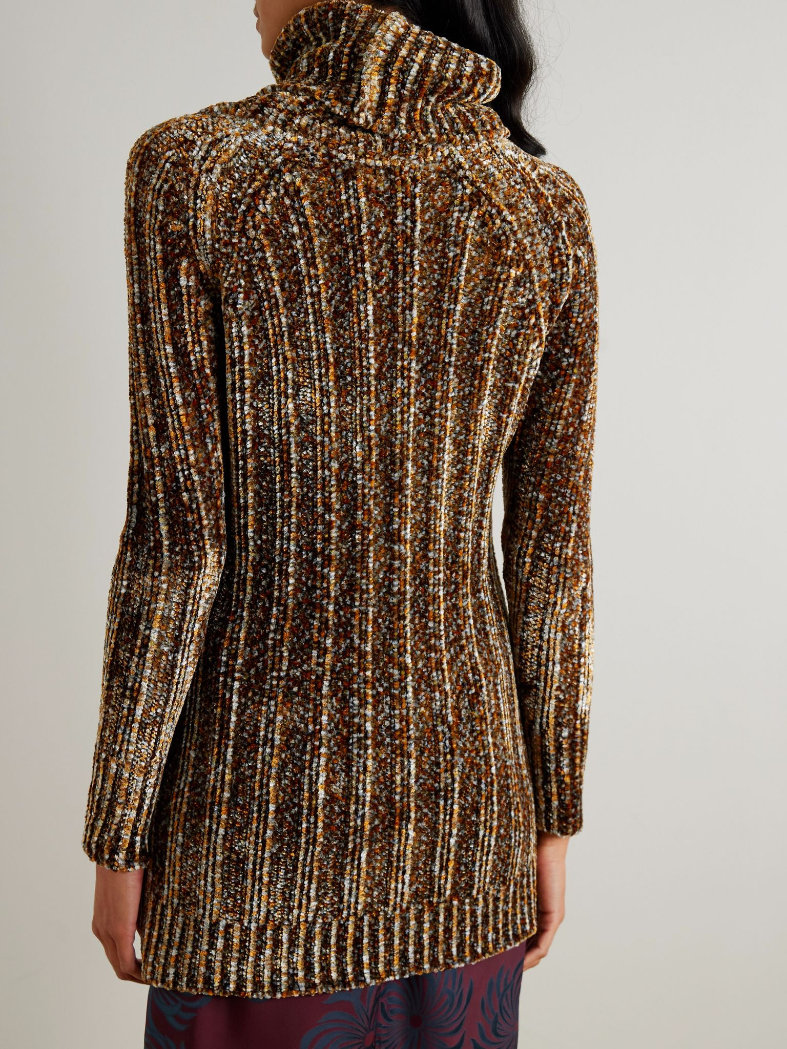 Chenille turtleneck sweater Brown - 3
