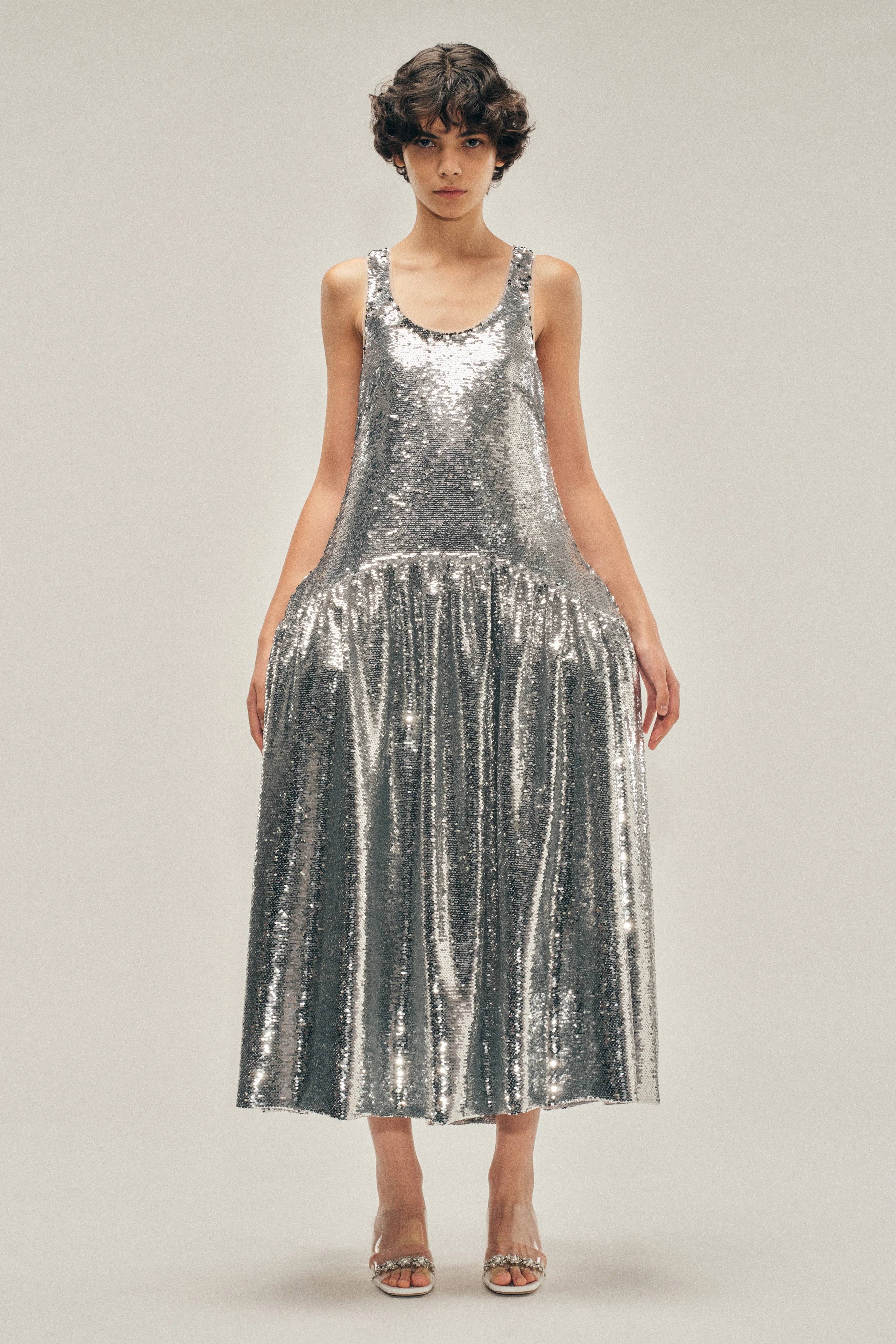 Tapered Back Flounce Dress - 1