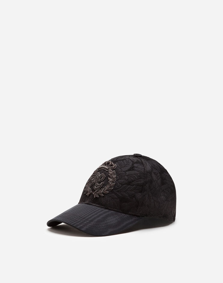 Floral jacquard baseball cap with patch - 1