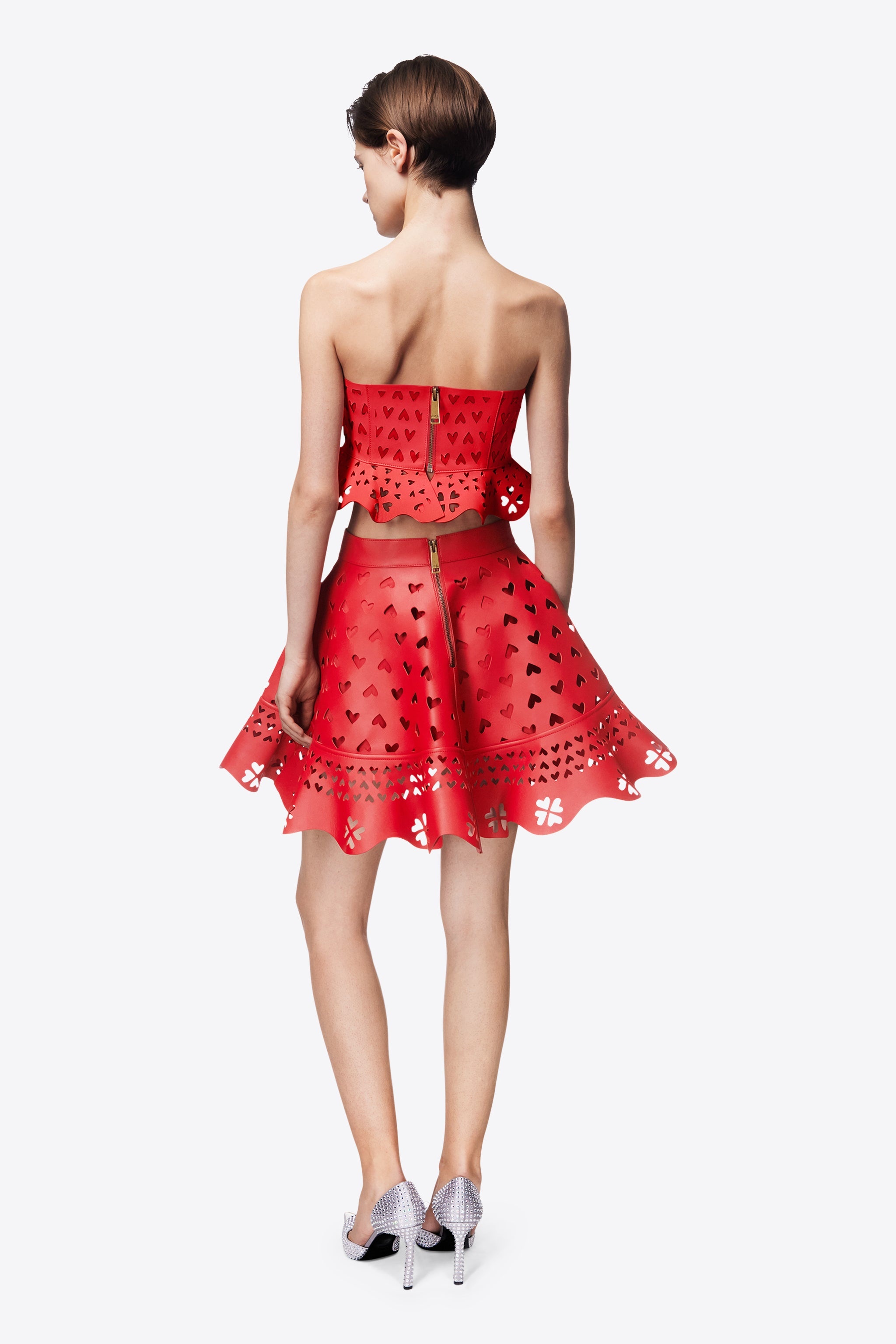 LASER-CUT LEATHER HEART MINI SKIRT - 6