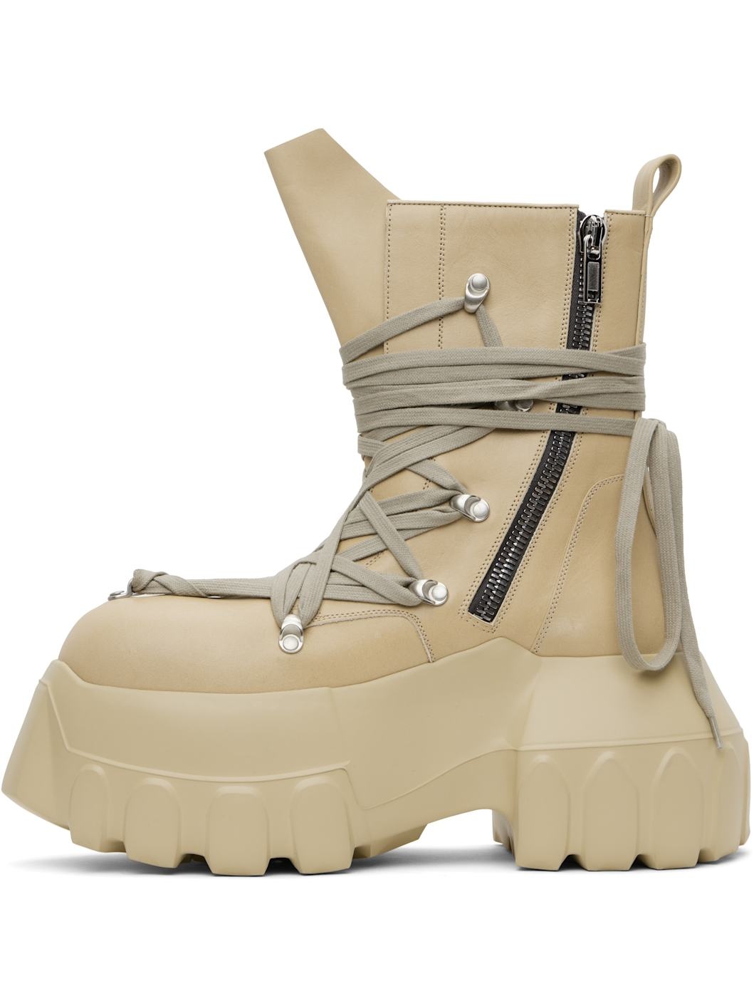 Beige Hollywood Megalace Mega Tractor Boots - 3