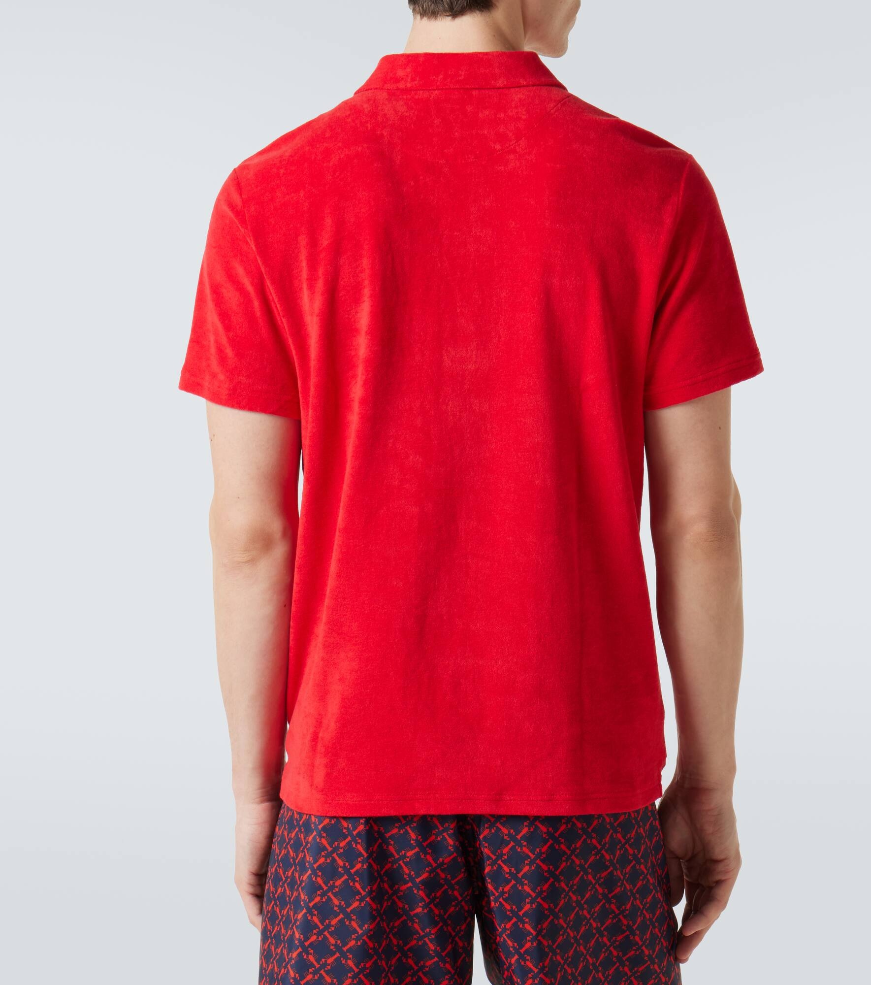 Cotton-blend terry polo shirt - 4