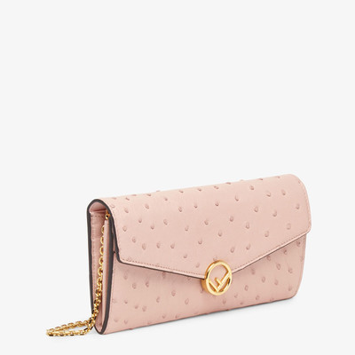 FENDI Pink ostrich leather wallet outlook