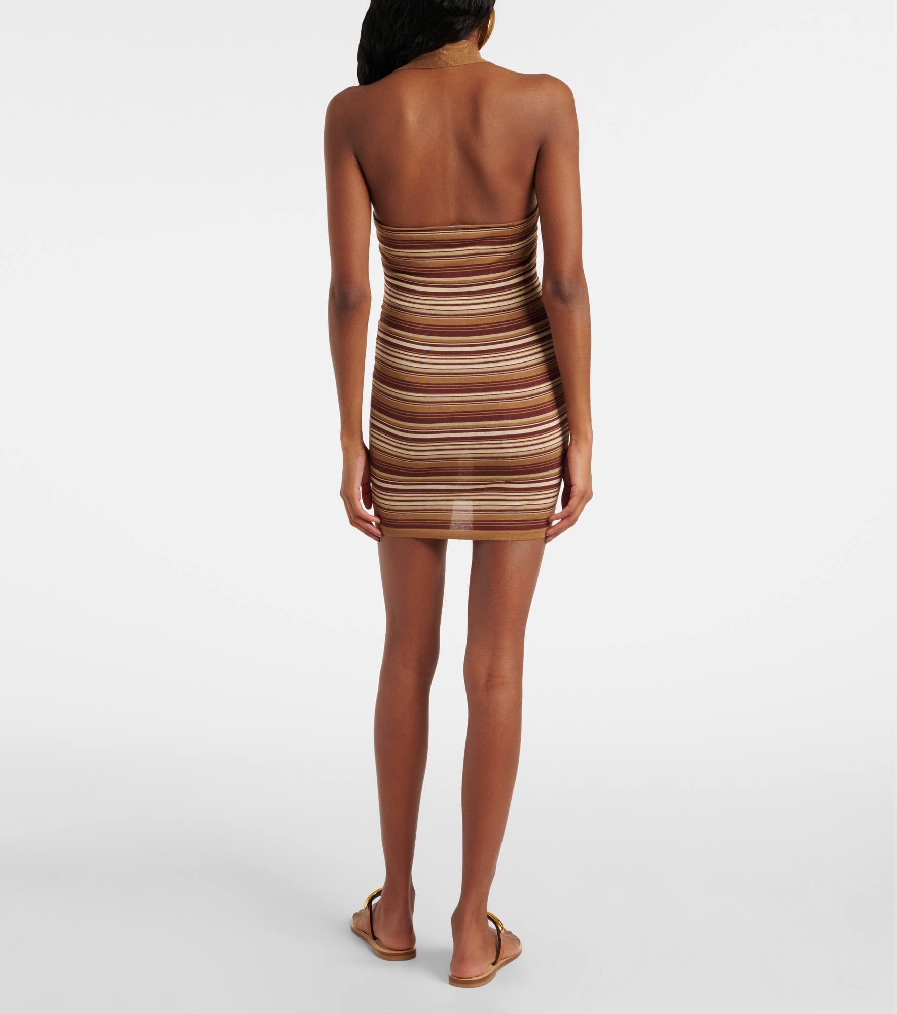 Striped knitted halterneck minidress - 3