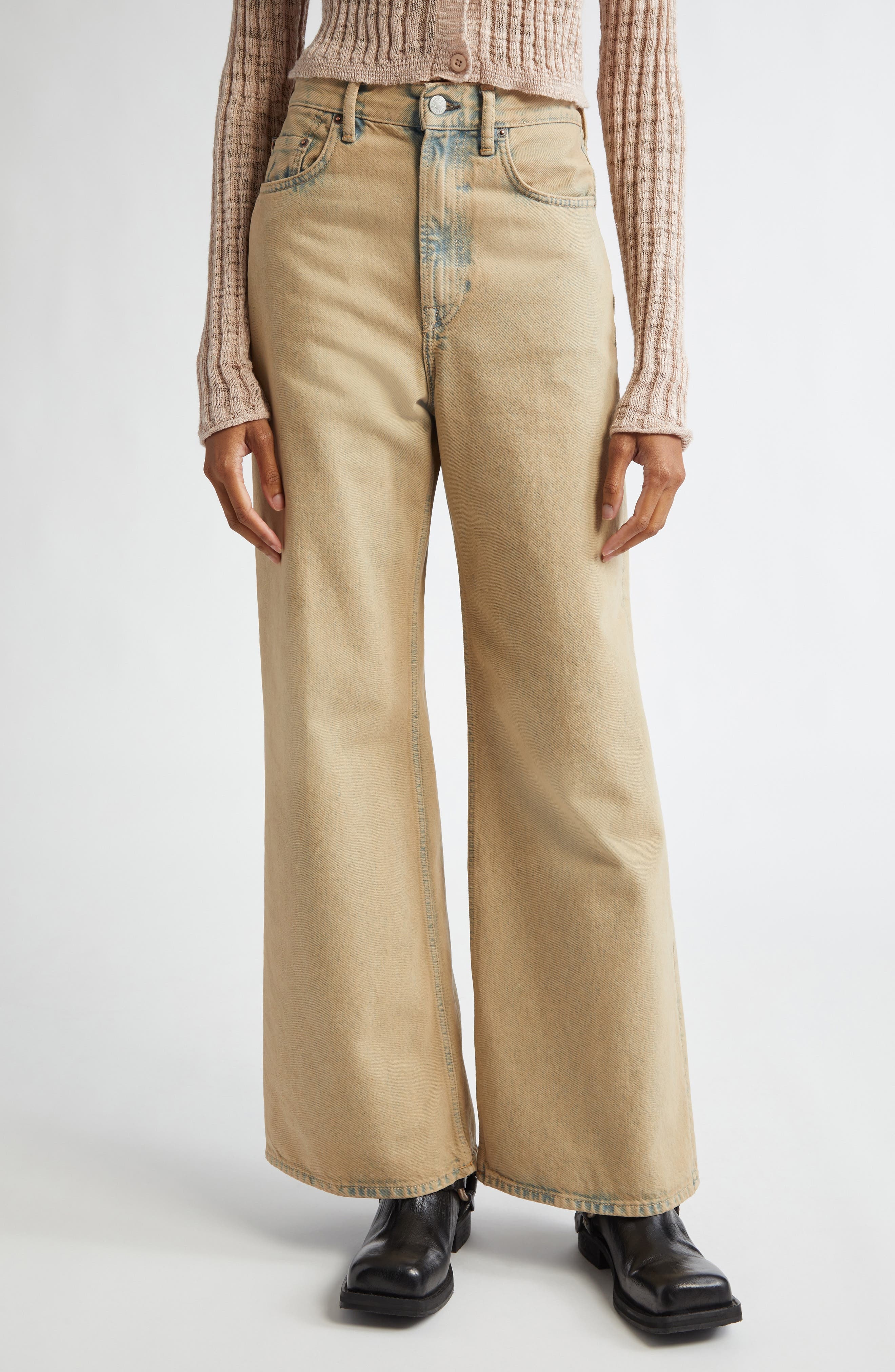 Acne Studios 2022 Relaxed Wide Leg Jeans in Light Sand at Nordstrom - 1