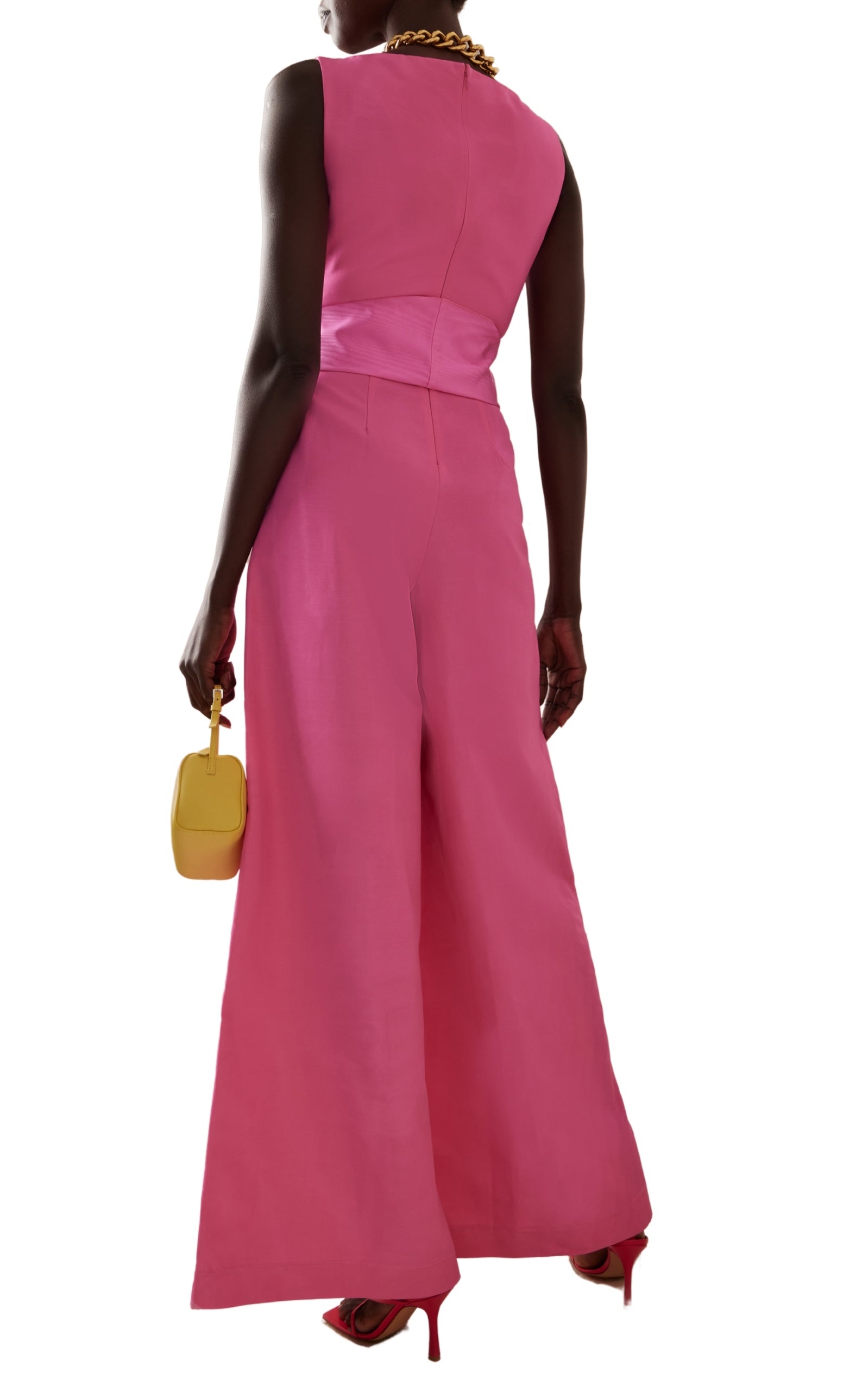 Cotton-blend Jumpsuit with Belt Details - 3