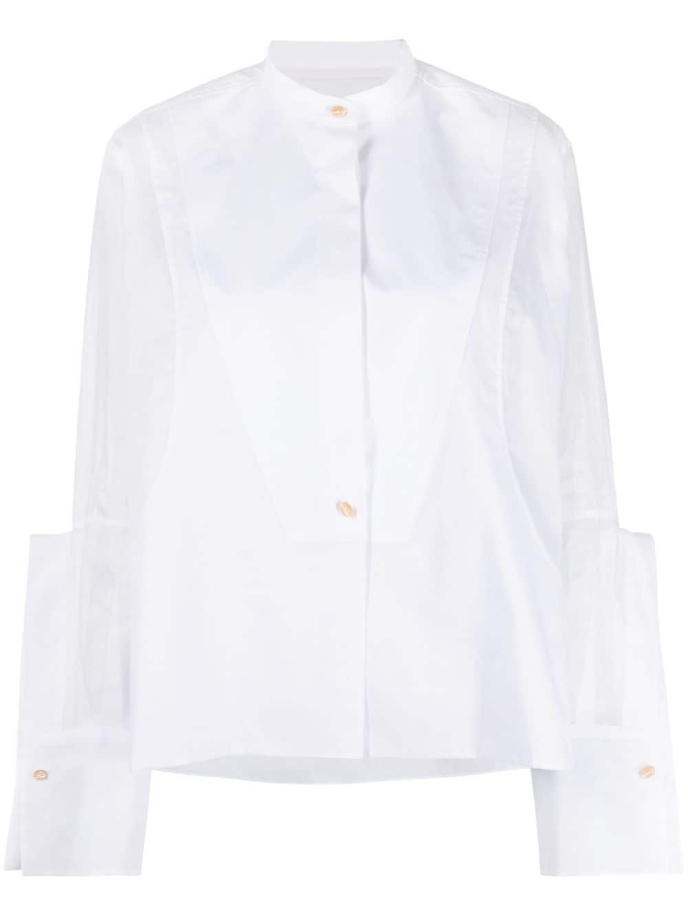 semi-sheer panelled cotton shirt - 1