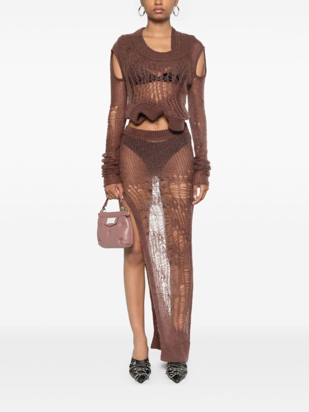 asymmetric-design knitted dress - 2