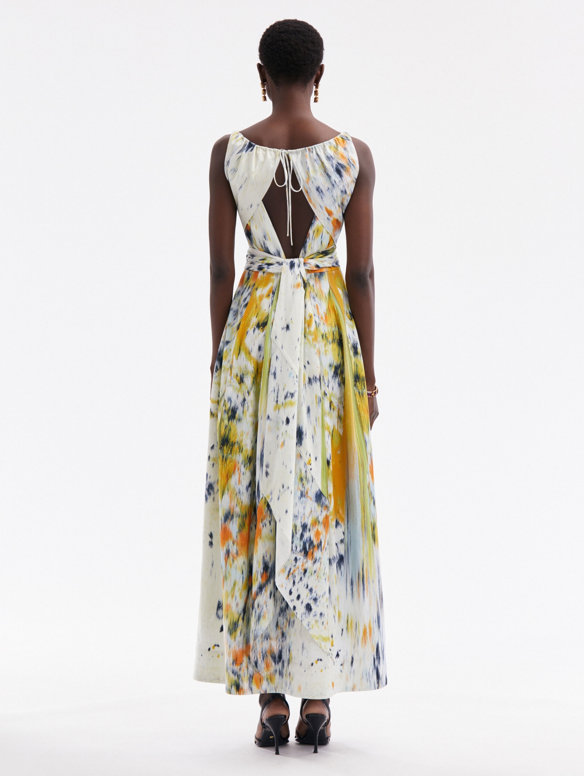 ABSTRACT BRUSHSTROKE COTTON RASO DRESS - 2