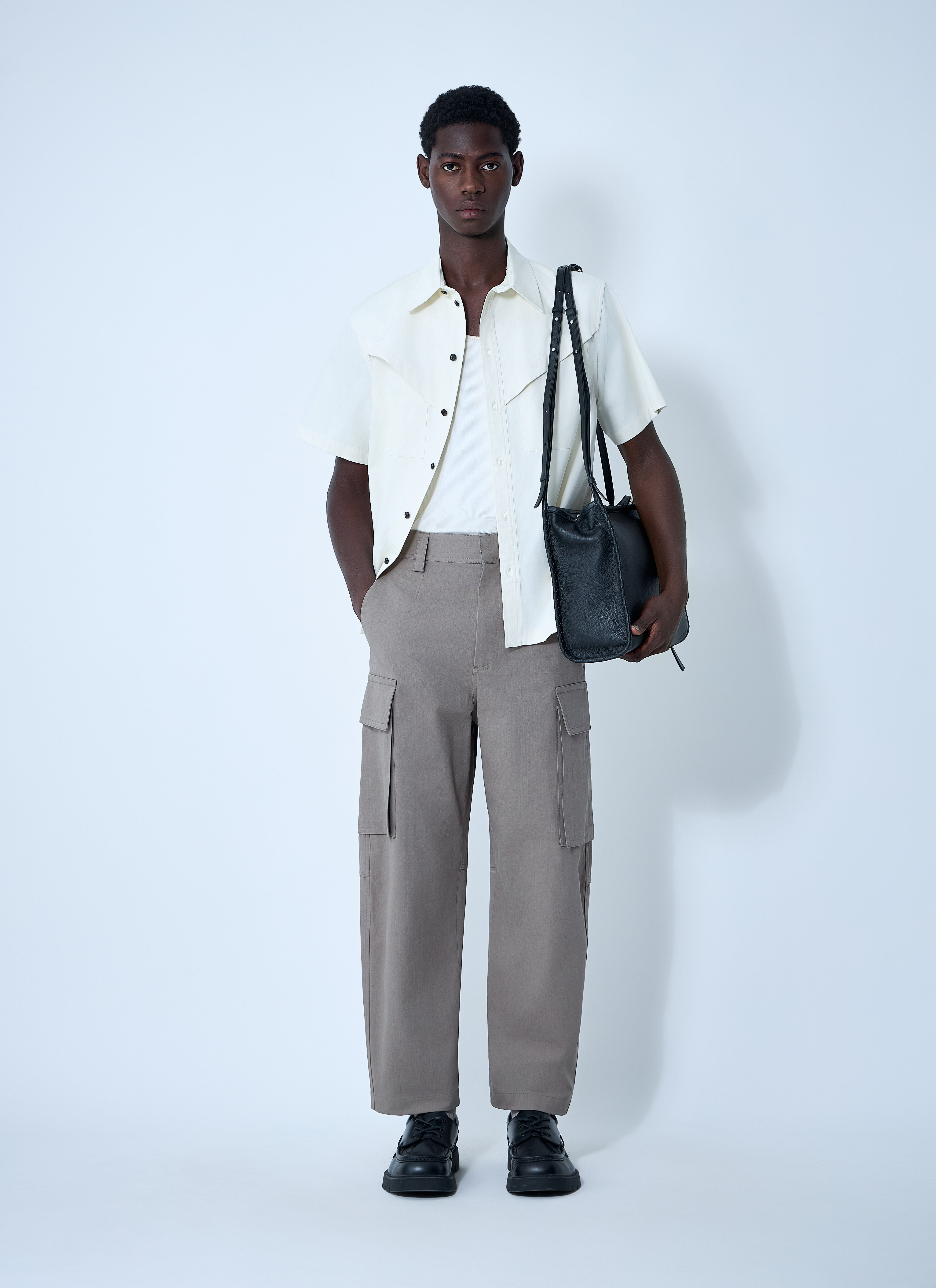 Bottega Veneta Men Cotton Twill Cargo Pants - 2