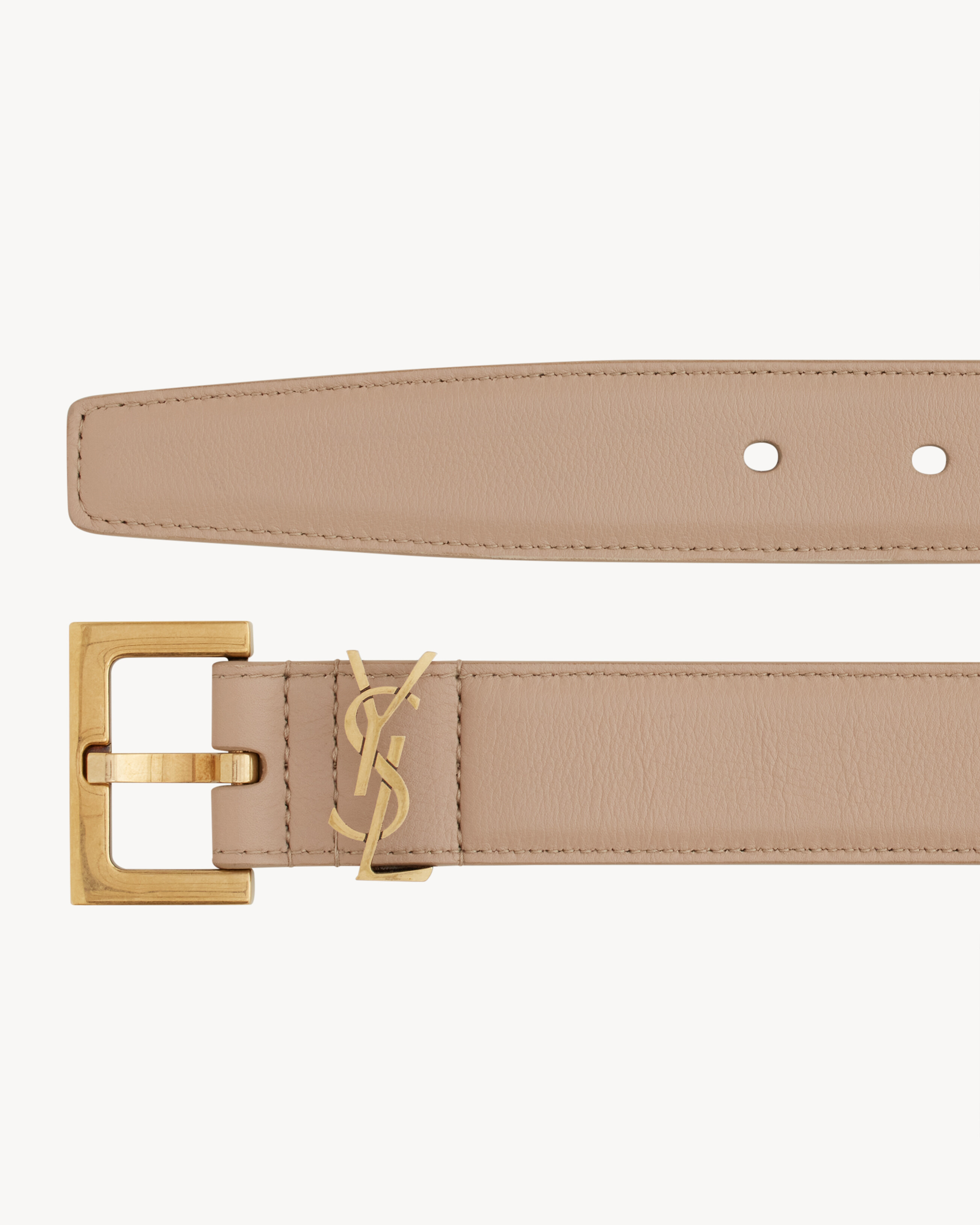 monogramme belt with square buckle in shiny box saint laurent leather - 2