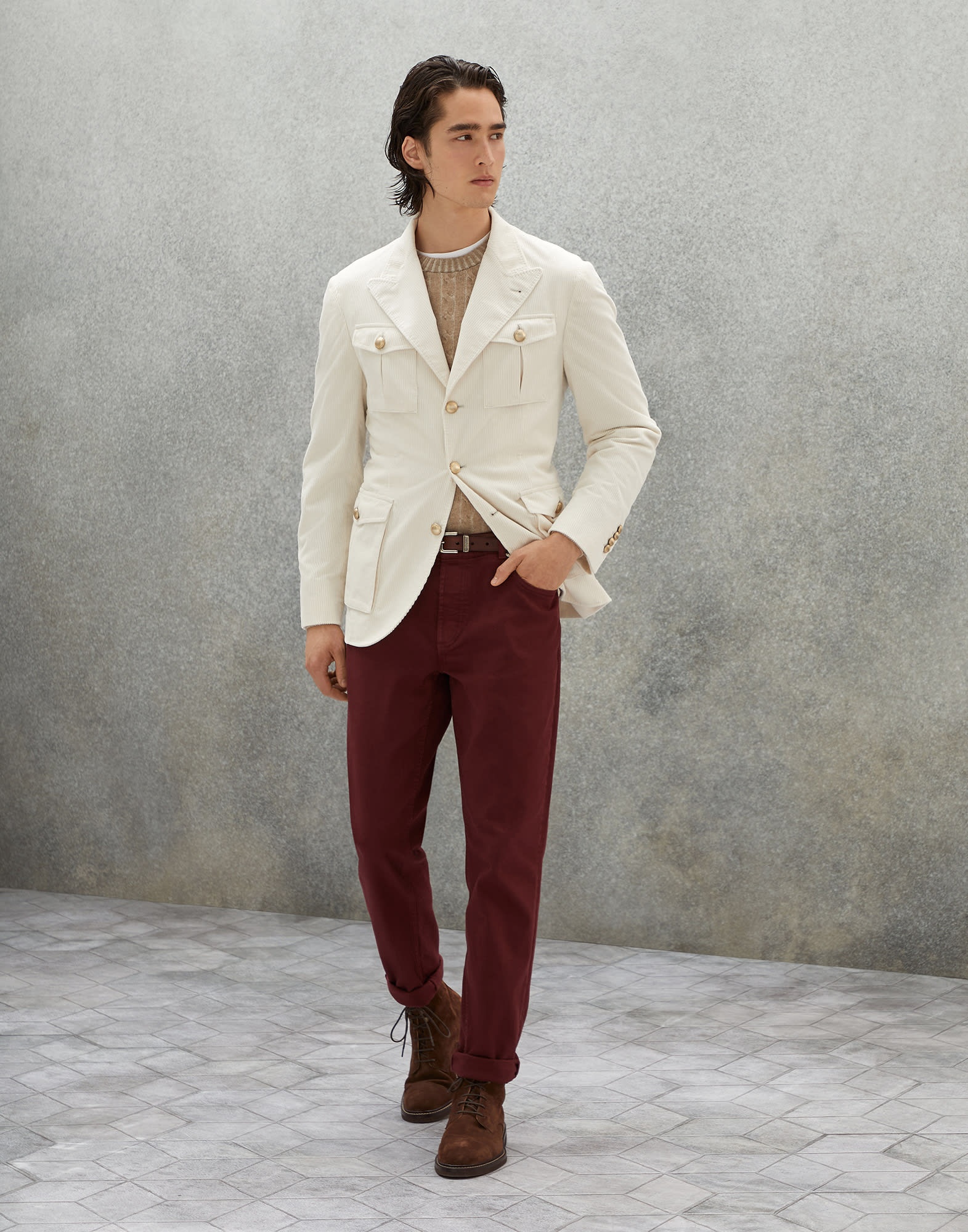 Brunello Cucinelli Sea Island Cotton corduroy deconstructed blazer with  safari-style pockets, brunellocucinelli