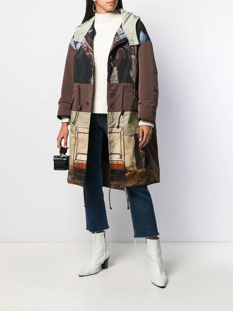 UNDERCOVER patchwork print coat outlook
