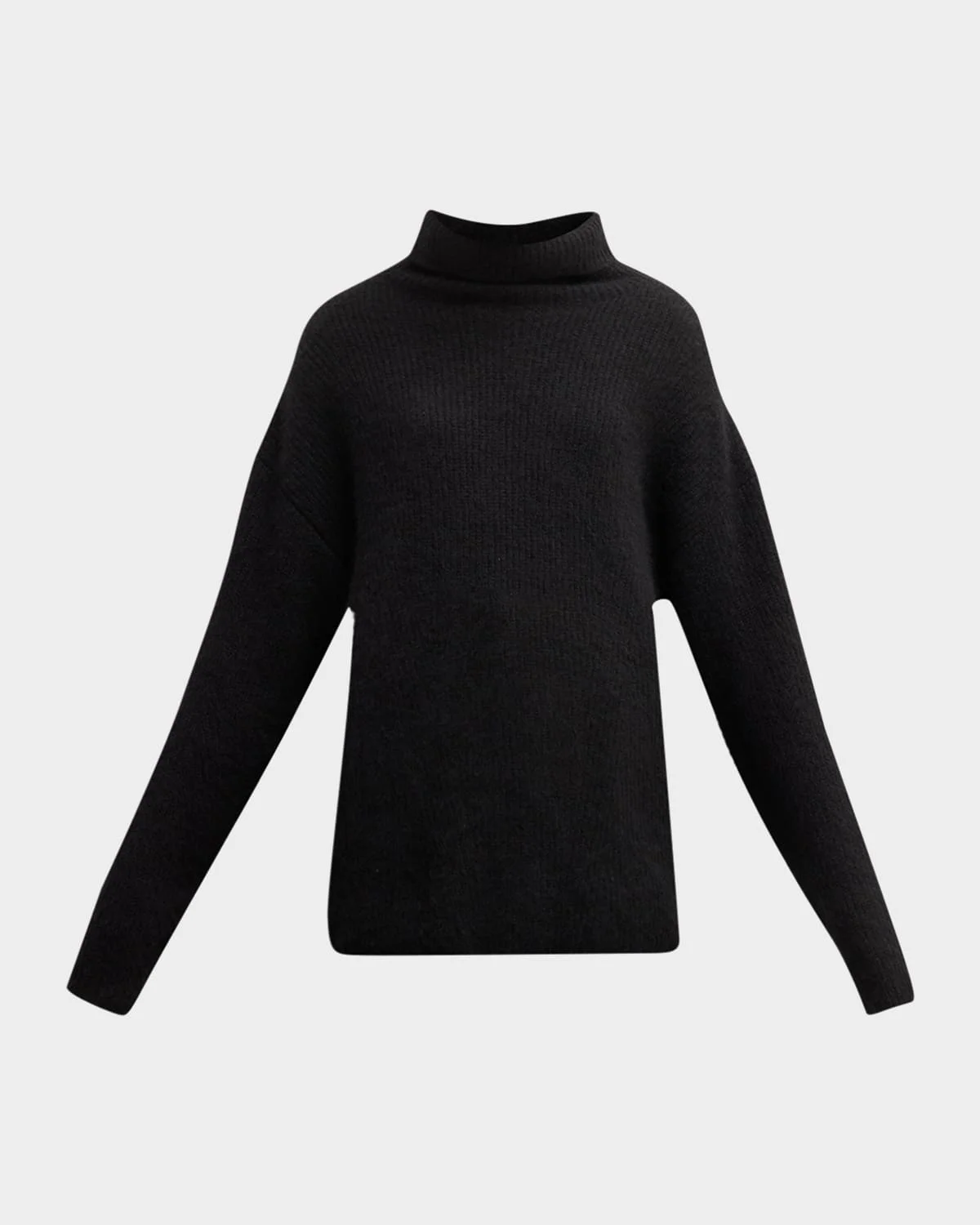 Airy Cashmere Silk Ribbed Turtleneck Sweater - 1