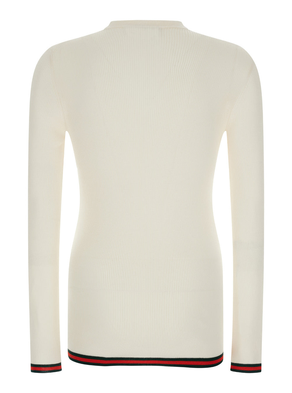Gucci Men White Long Sleeved Top In Rib Silk Man - 2