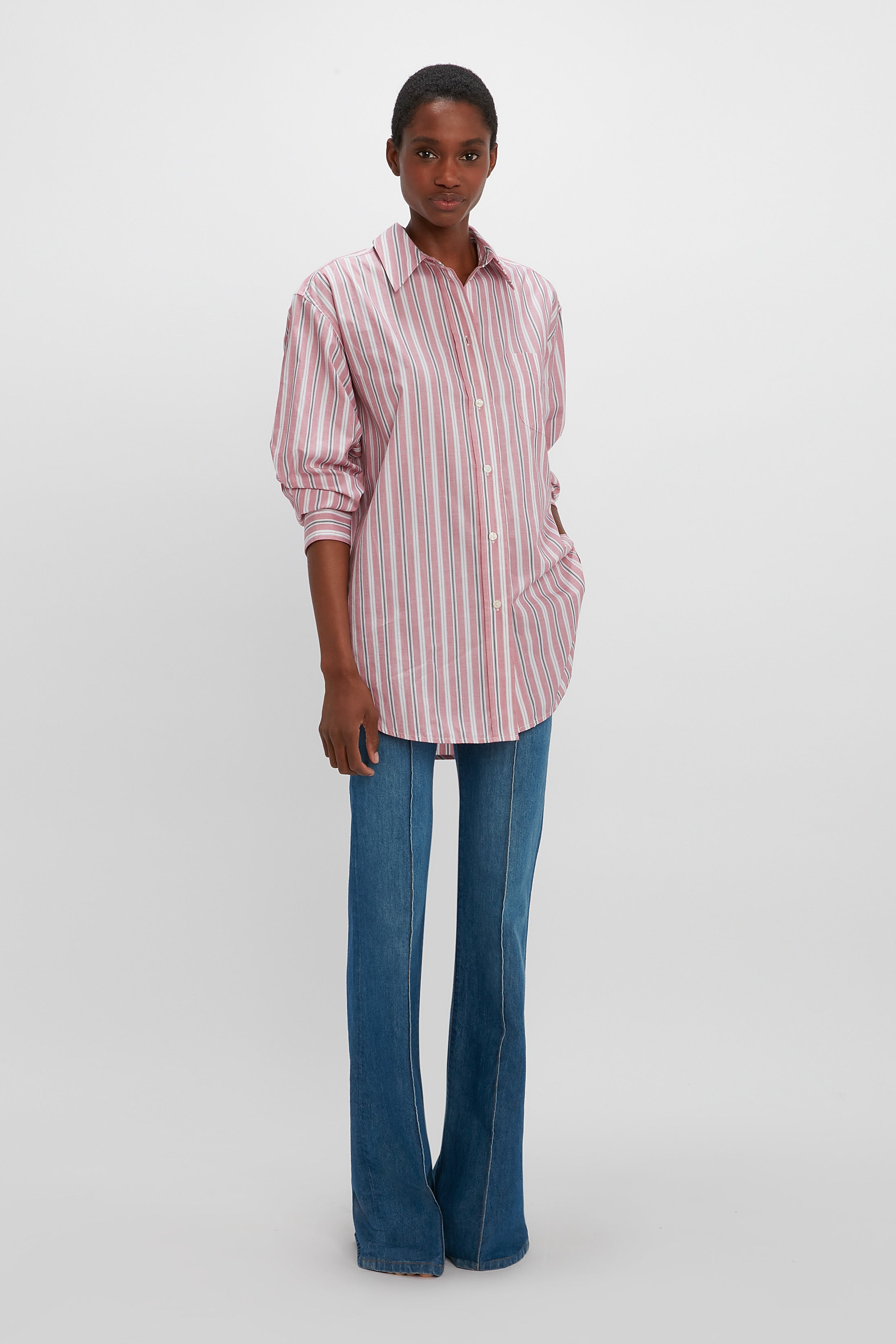 Oversized Shirt in Pink Stripe - 3