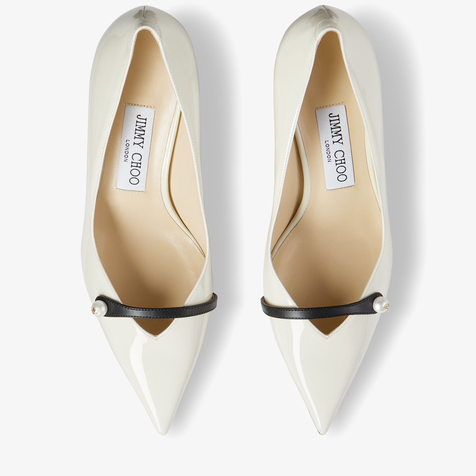 Rosalia 65
Latte Patent Pointed Pumps with Pearl Detail - 5