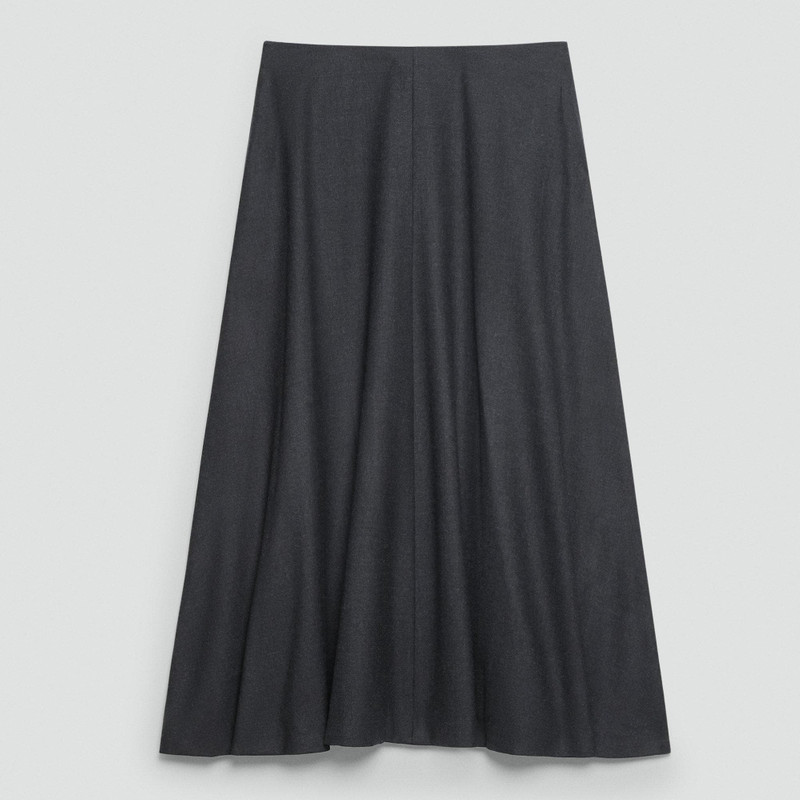 Flared Midi Skirt in Wool-Blend Flannel 1