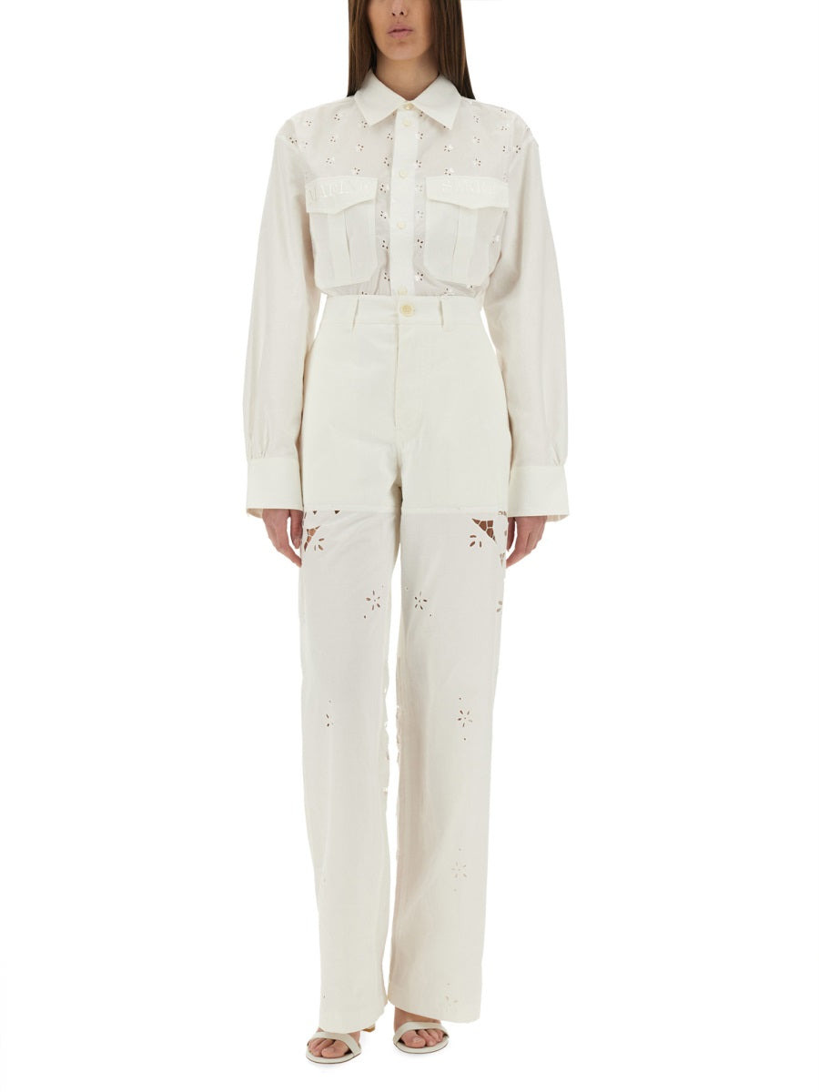 Marine Serre Women Upcycled Linen Pants - 2