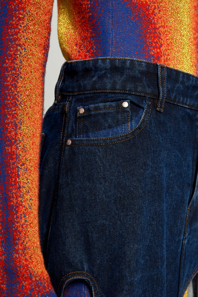 Multi Cut 아웃 Denim Maxi 스커트 8