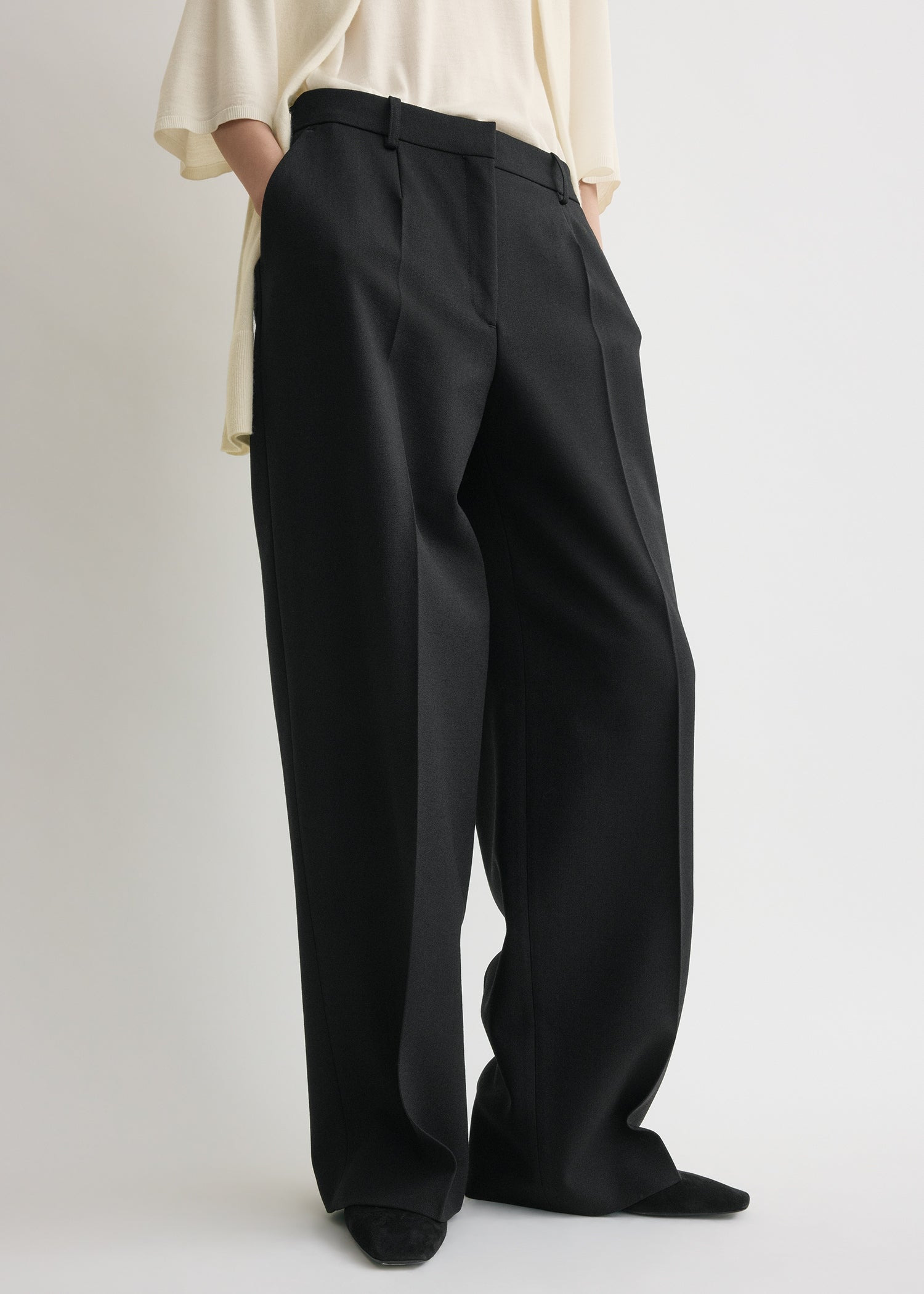 Wide tailored trousers black - 5