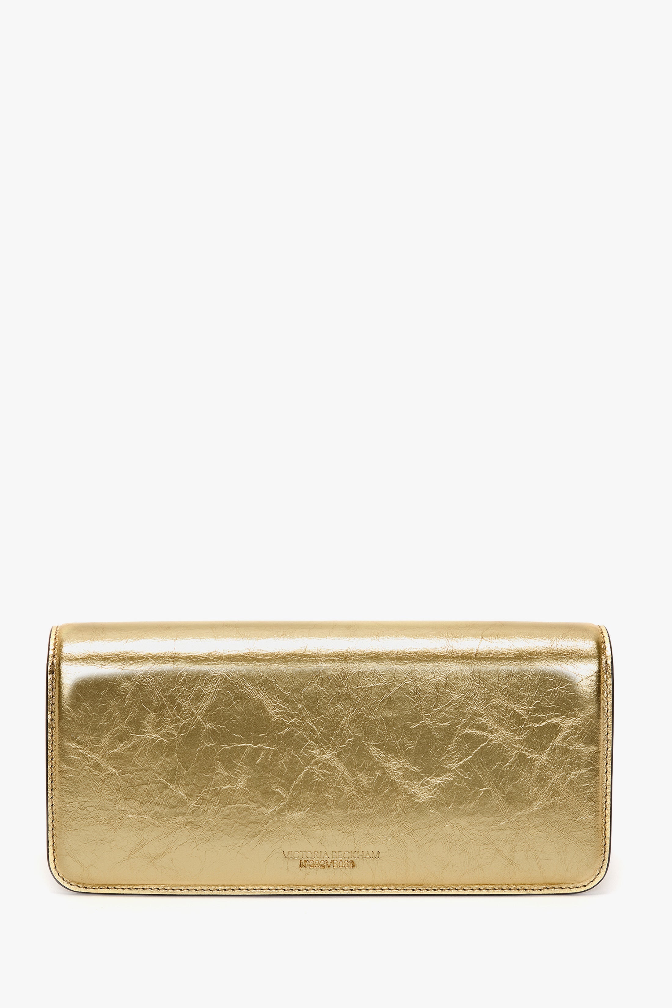 202 Clutch Bag In Gold Distressed Leather - 4