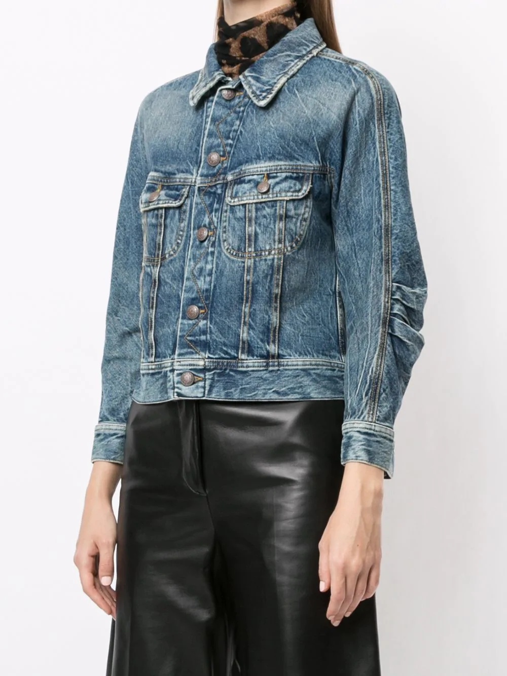 cropped denim jacket - 3