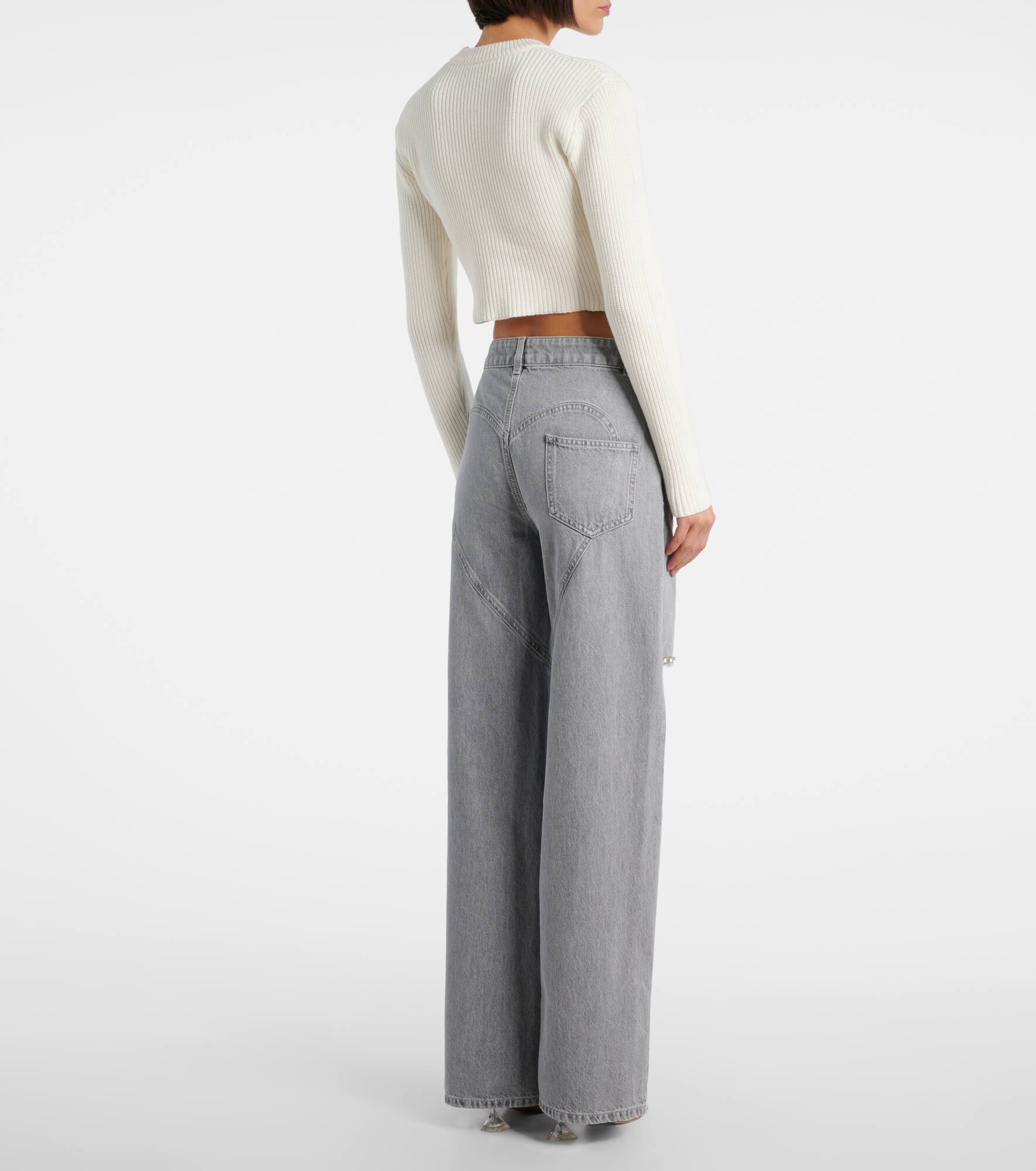 Distressed embellished wide-leg jeans - 3