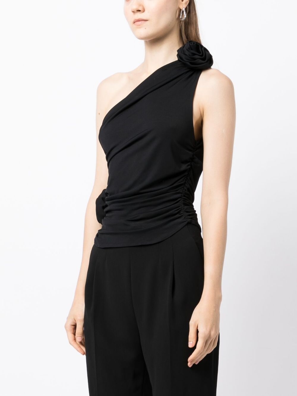 flower embellished one-shoulder top - 3