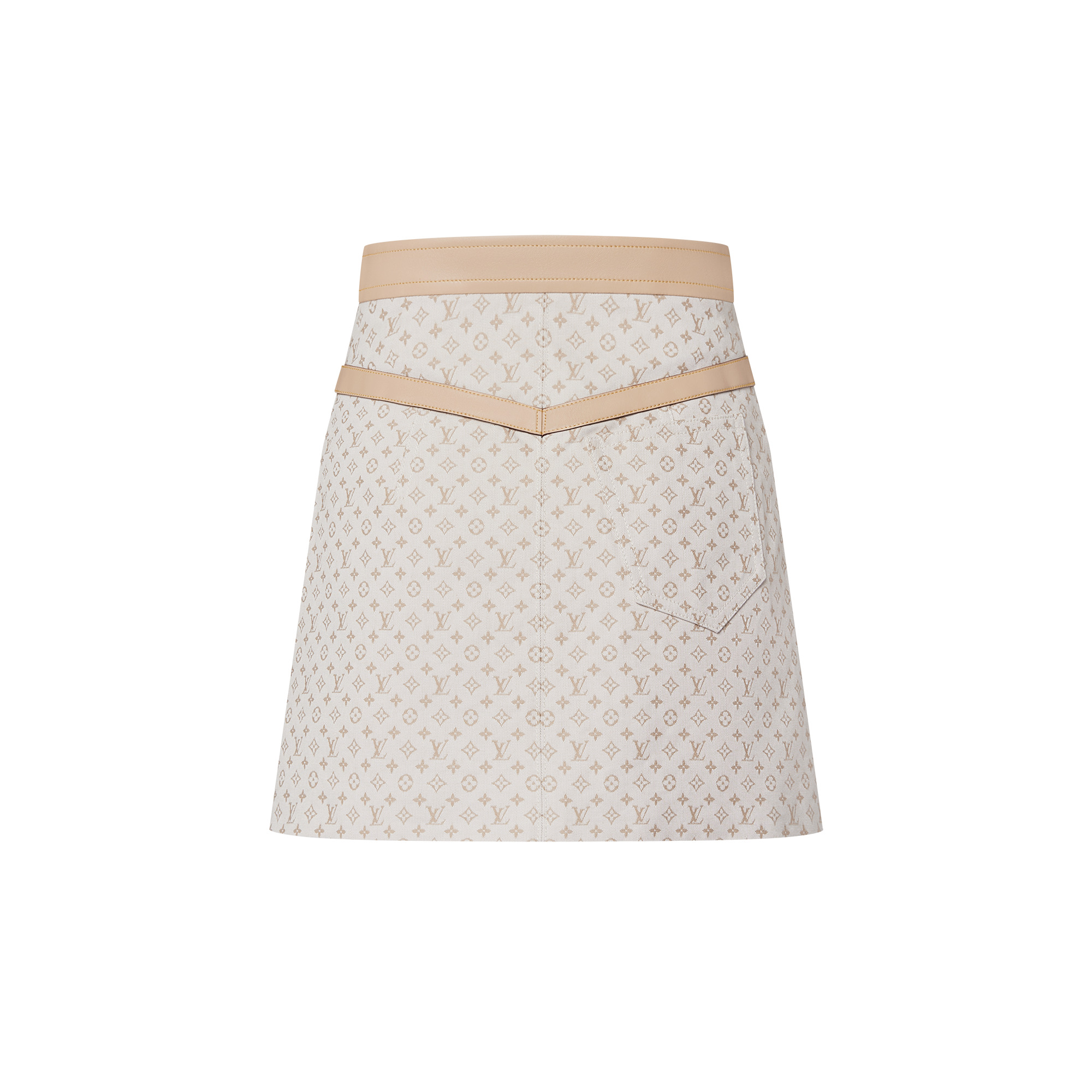Leather Accent Mini Monogram Skirt - 2