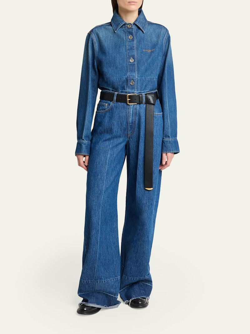 Givenchy Cropped Raw-Edge Cotton Denim Jacket outlook