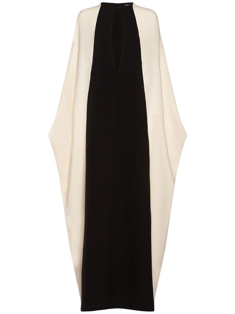 Silk georgette bat sleeve long dress - 1