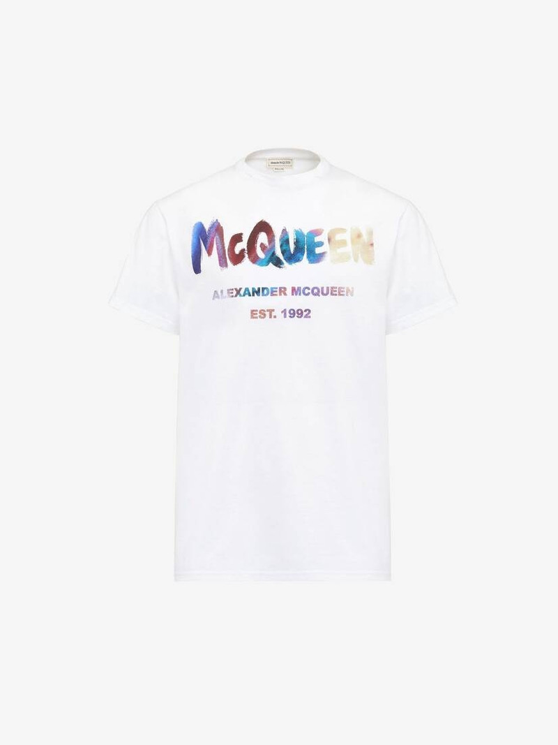 Men's McQueen Graffiti T-shirt in White/multicolor 1