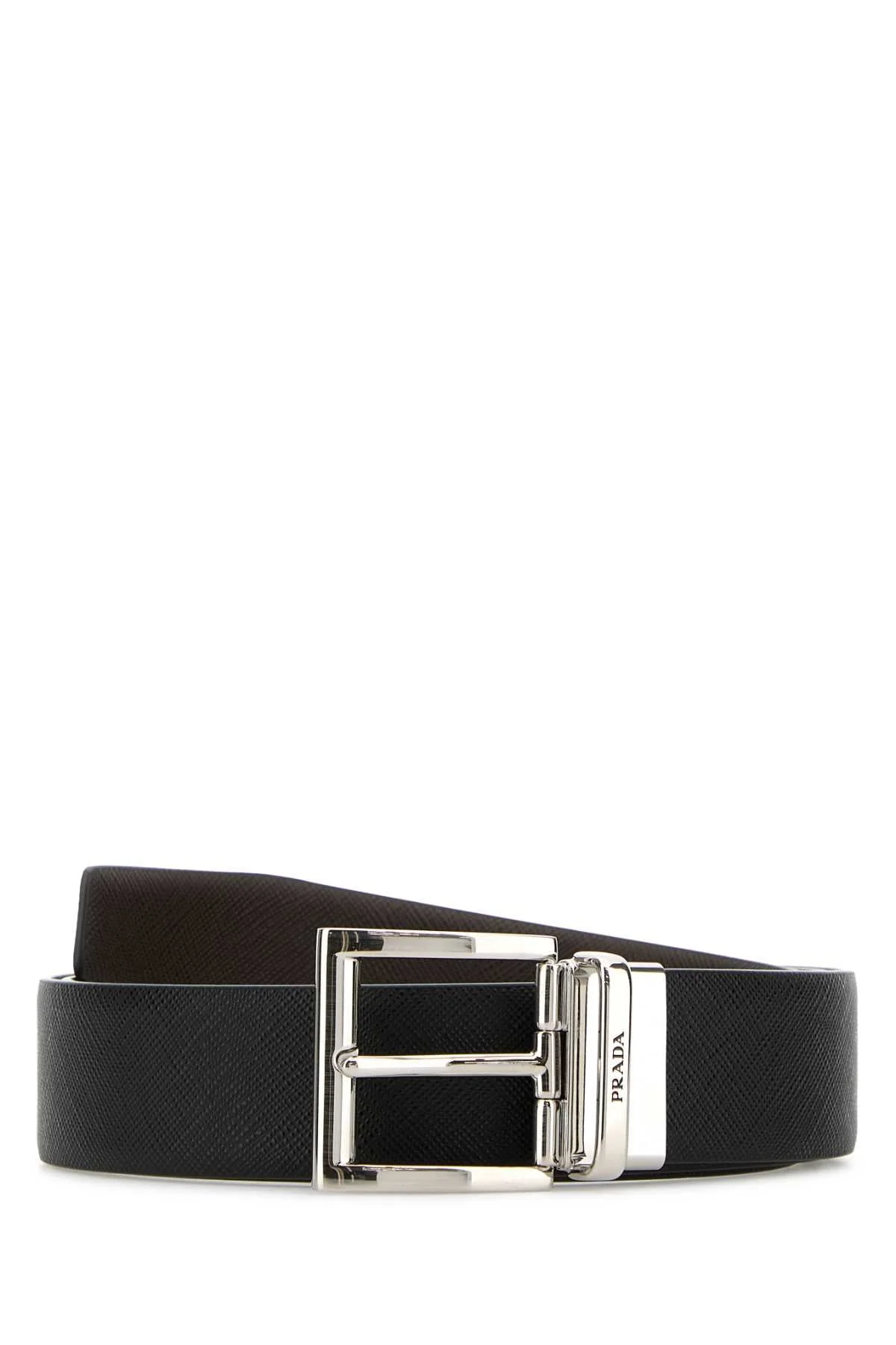 Prada Men Black Leather Reversible Belt - 1
