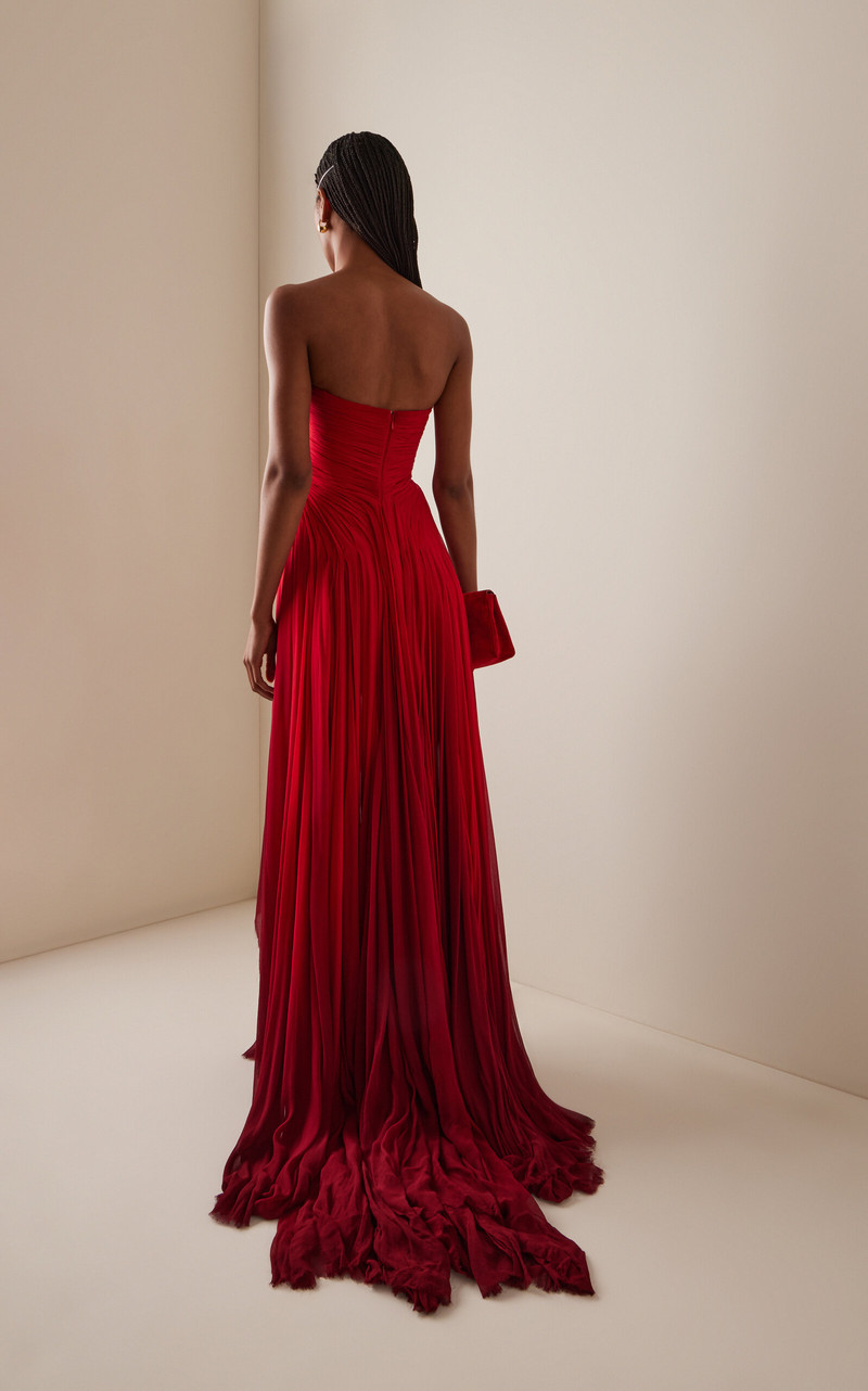 Embroidered Silk Chiffon Gown red 4