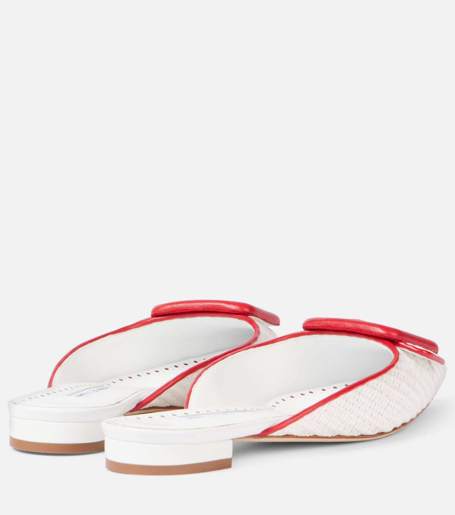 Maysale leather-trimmed raffia mules - 2