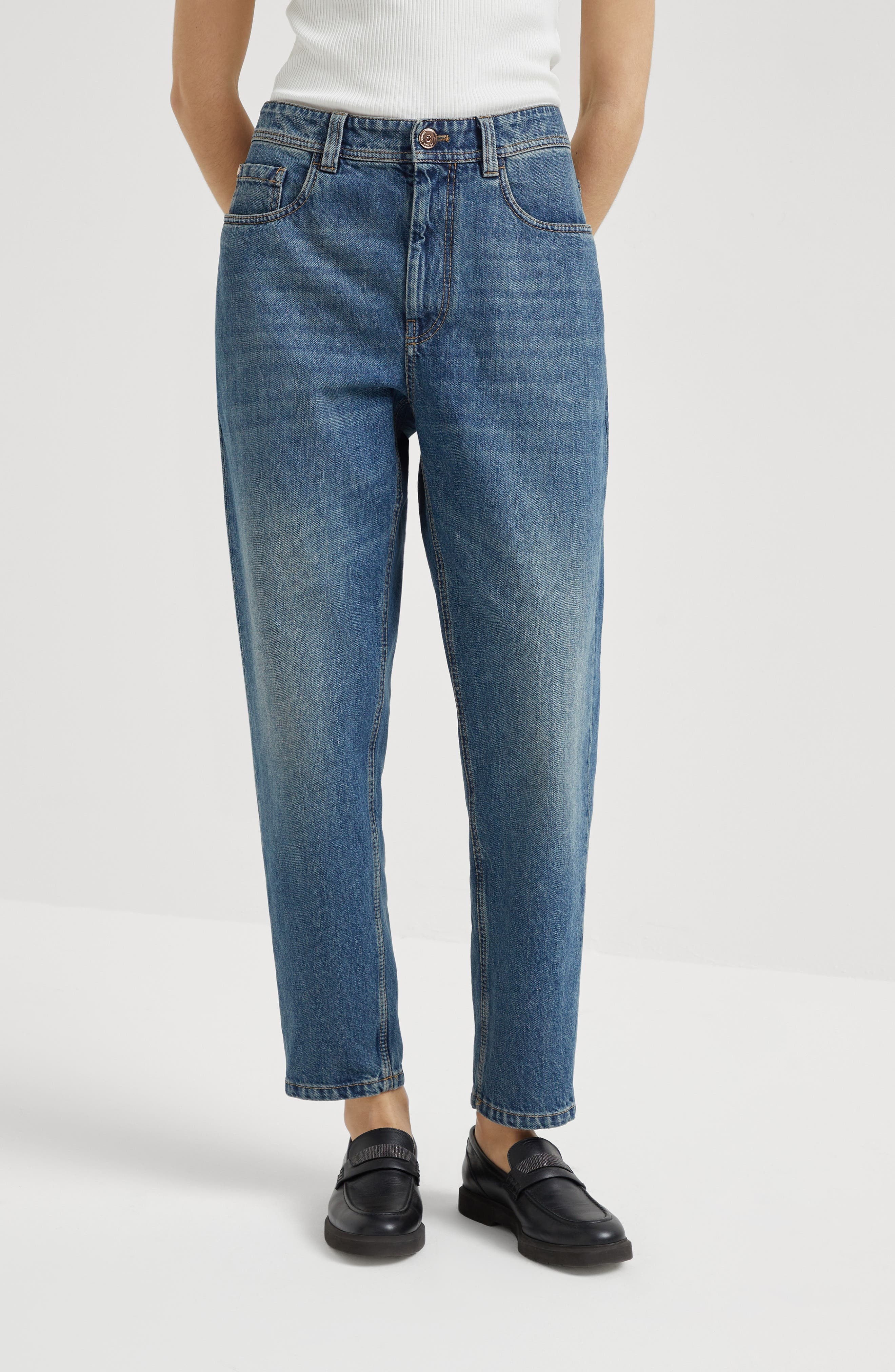 Brunello Cucinelli Baggy Tapered trousers in Denim at Nordstrom - 2