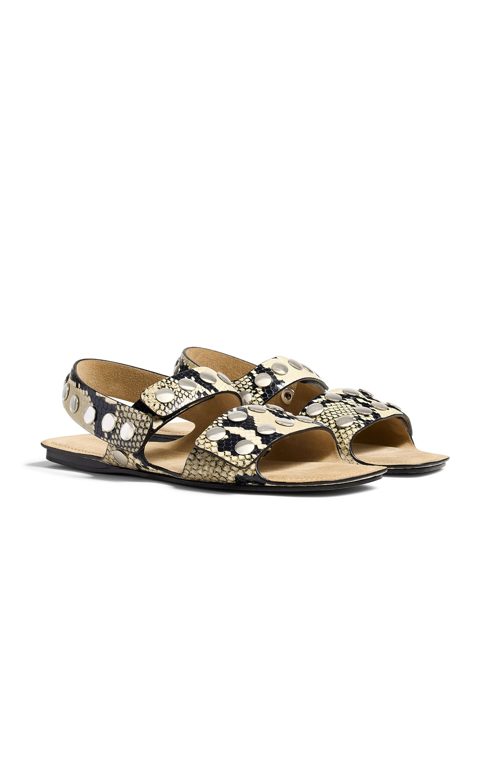 Boden Silver Studded Python-Effect Leather Sandals python - 4