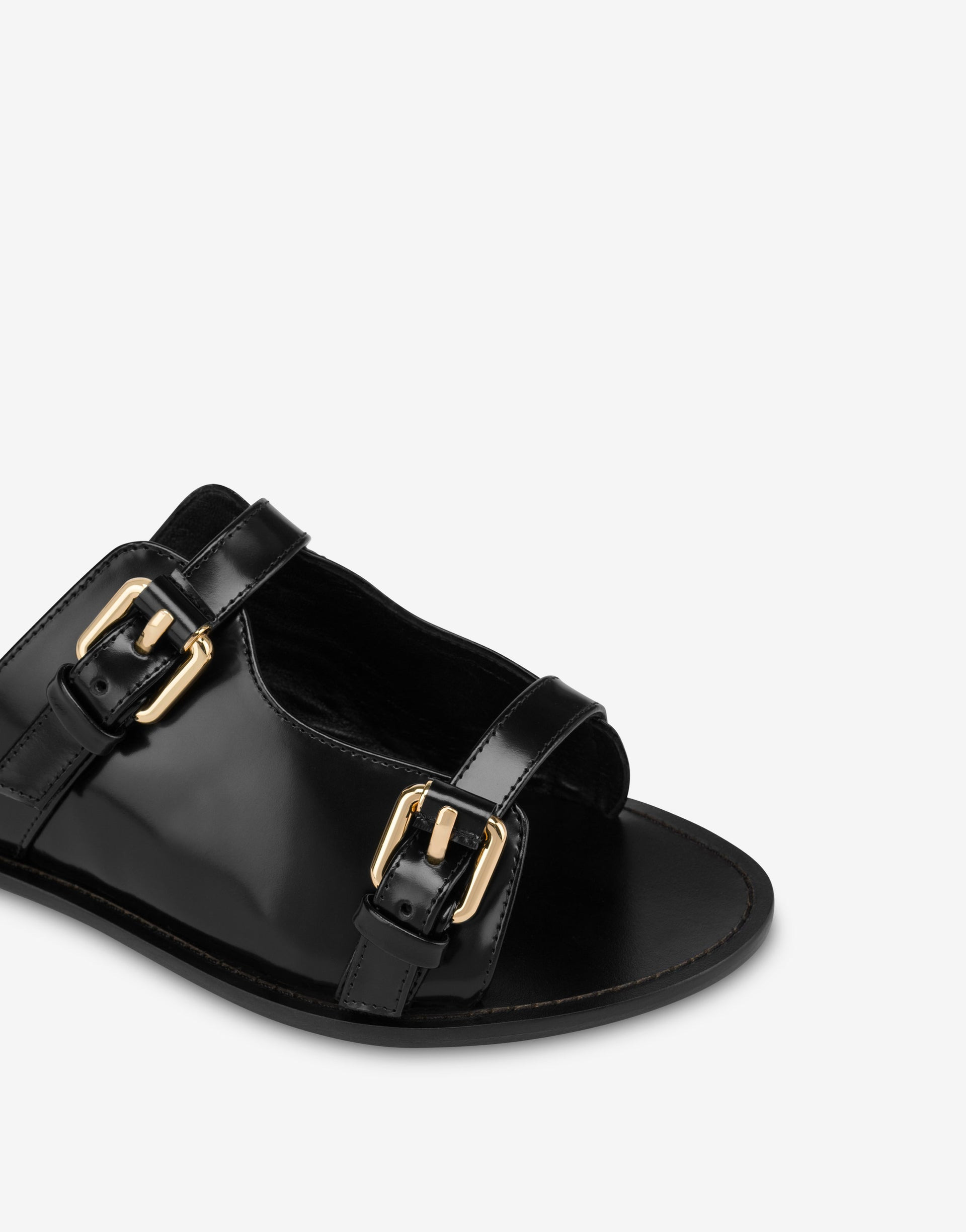 FLAT MOSCHINO BUCKLE SANDALS - 3