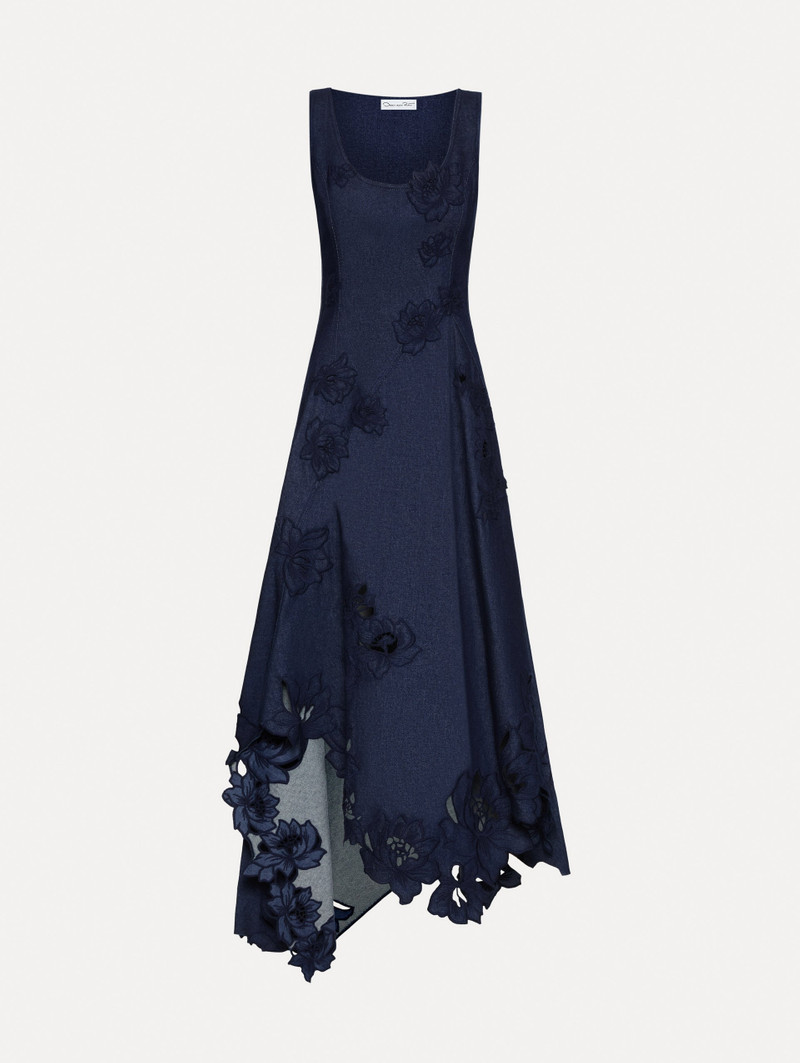 PEONY EMBROIDERED DENIM DRESS 1